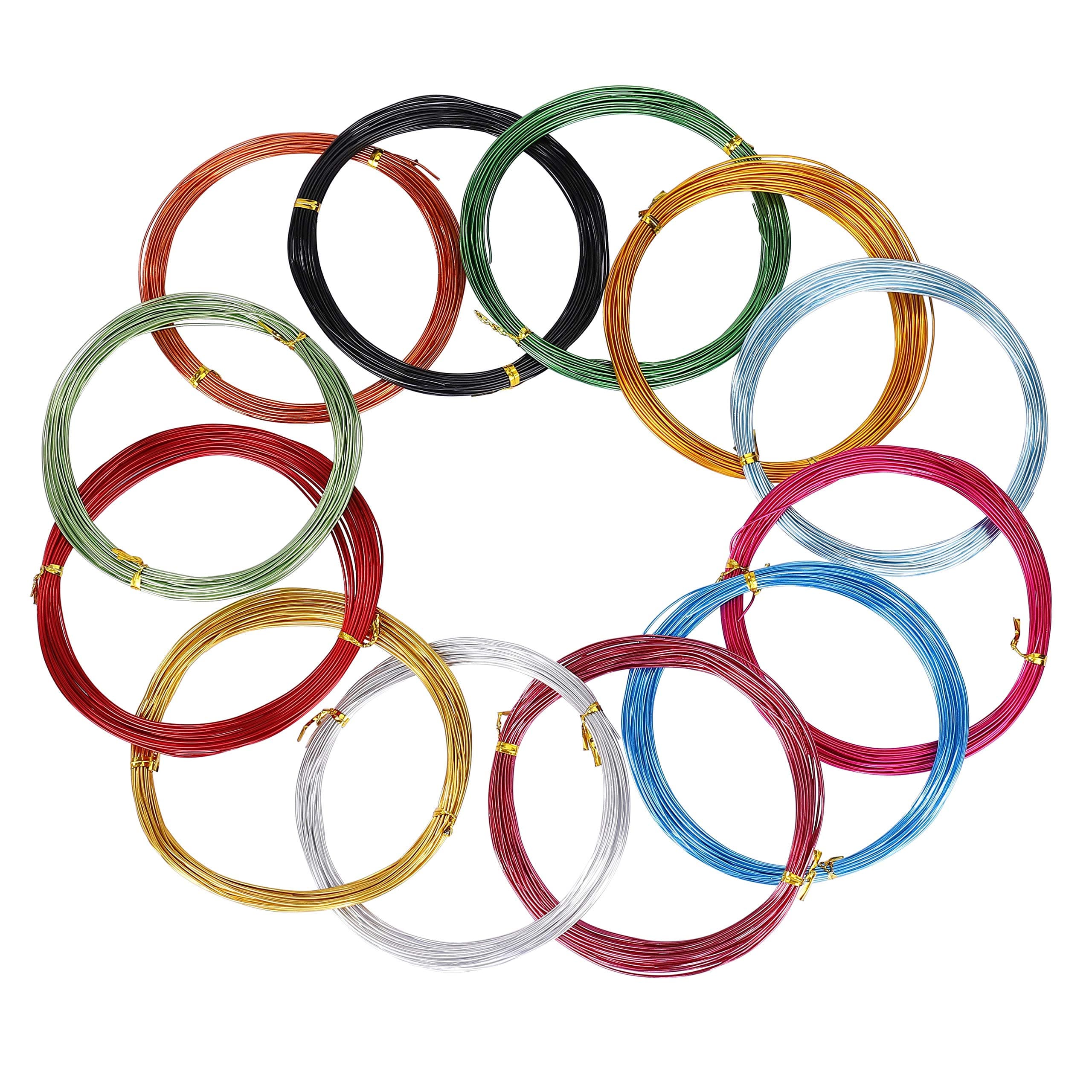 MengH-SHOP Aluminum Craft Wire Multi-Colored Flexible Metal Wire for DIY Craft Jewellery Making and Various Crafts, 1 mm in Diameter, Each Roll 10 Meters Long (12 Rolls)