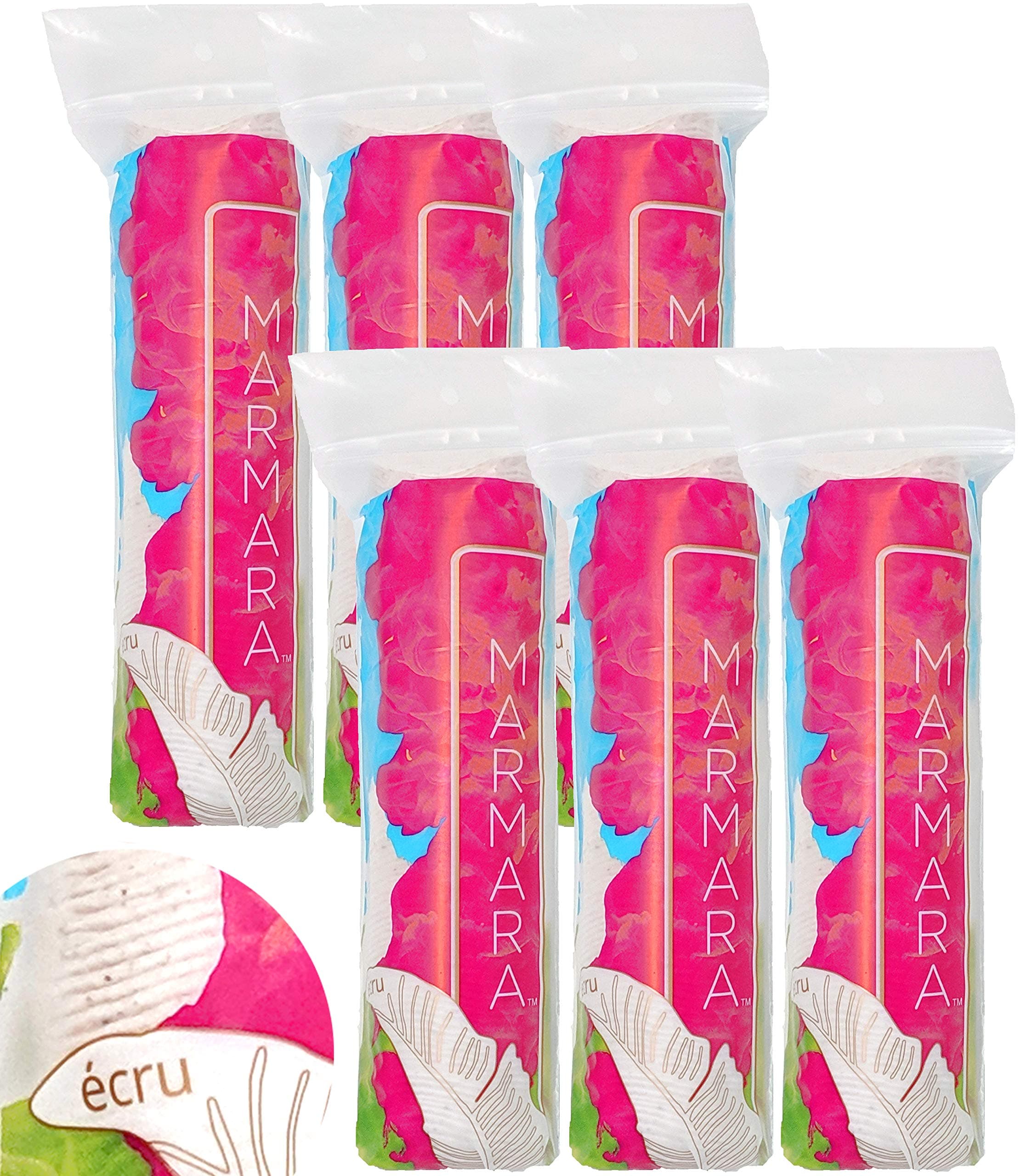 MARMARA Écru Soft Unbleached Gently Exfoliating Cotton Rounds | 540 Count (6-Pack of 90) | 100% Natural Whole Harvest Cotton Pads