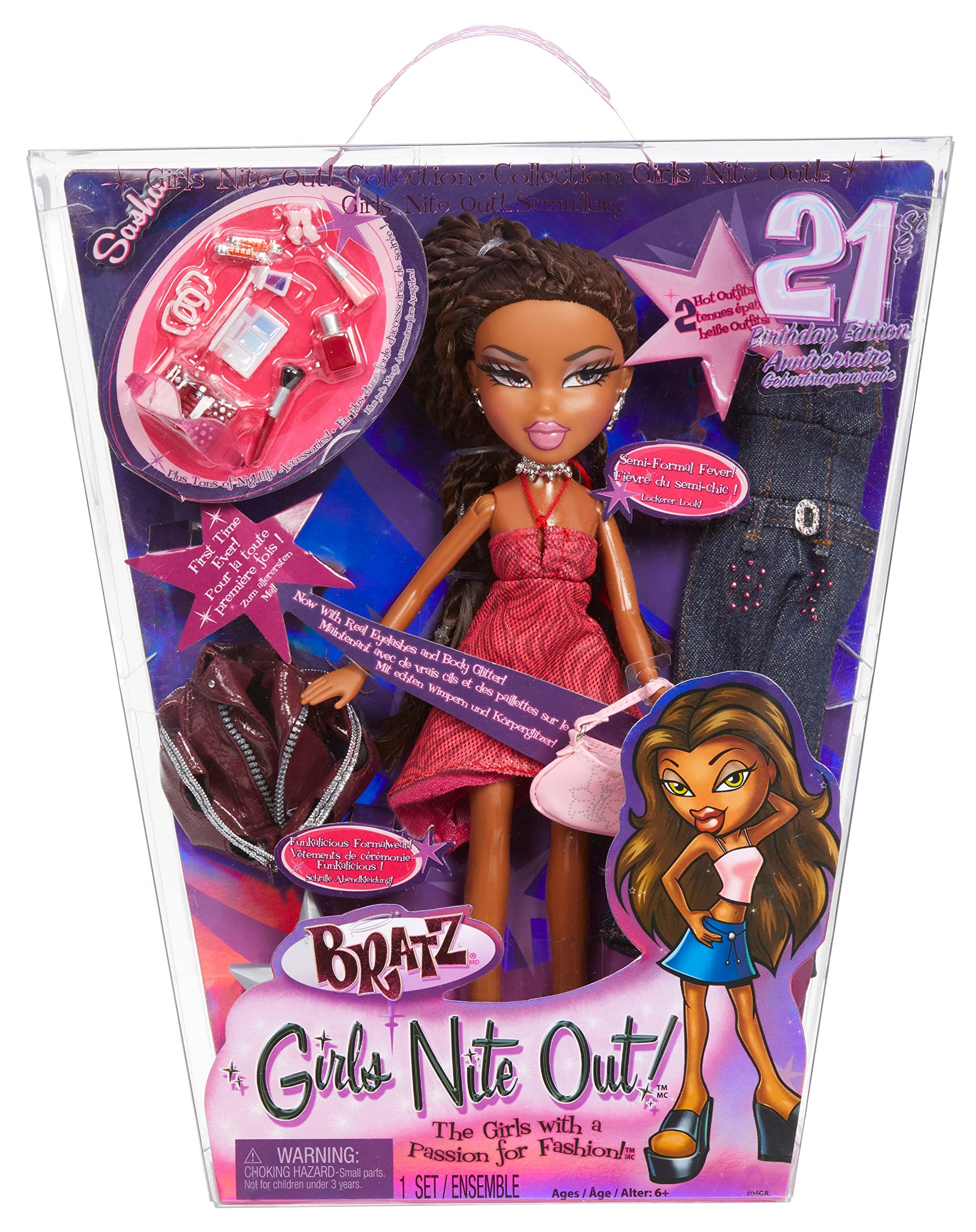 Bratz 21st Birthday Special Edition Fashion Doll - SASHA - Includes 2 Fashion Outfits, 2 Pairs of Shoes, Purse, and Glamorous Accessories - Fan Favourite Rerelease - For Kids and Collectors Ages 4+