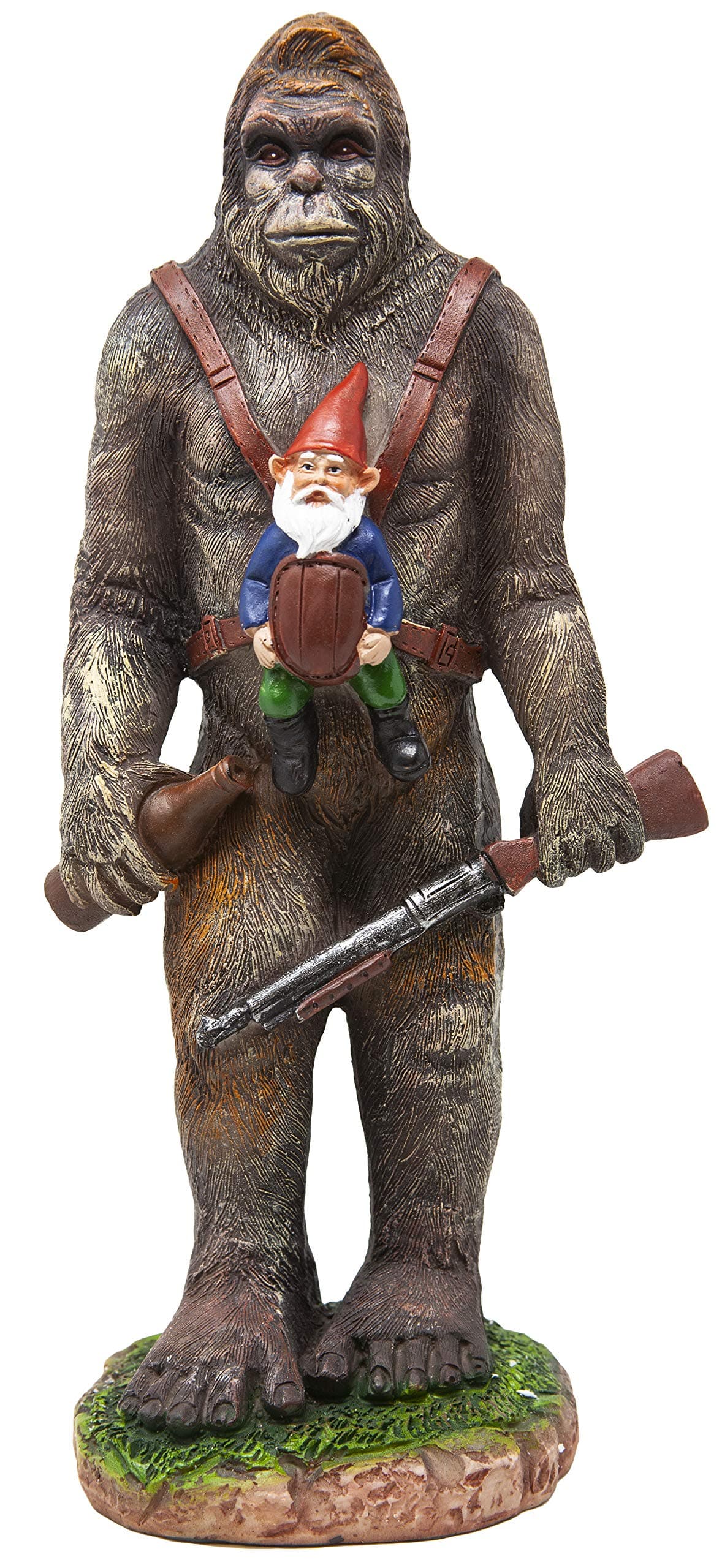 Bigfoot Garden Statue - Bigfoot and A Gnome - Indoor/Outdoor Garden Gnome Sculpture for Patio, Yard or Lawn