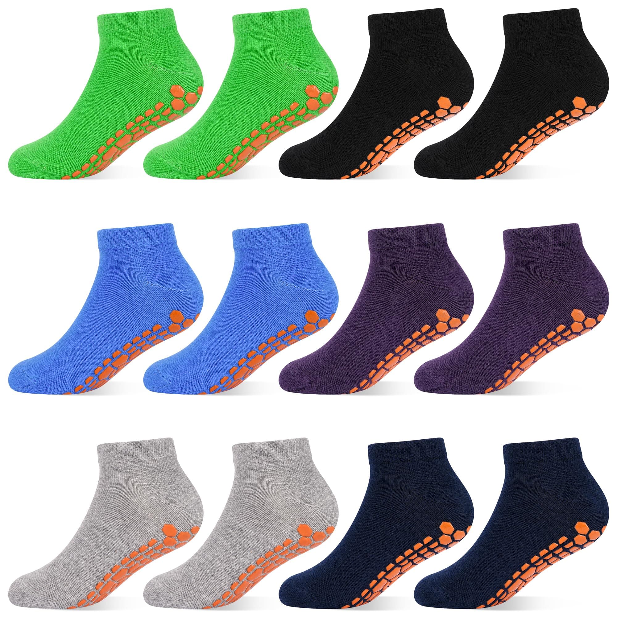 HYCLES Boys Girls Non-Slip Toddler Socks Grip Ankle Sticky Socks Anti-Skid Sock for Kids 6 Pairs for 2-13 Years Kids