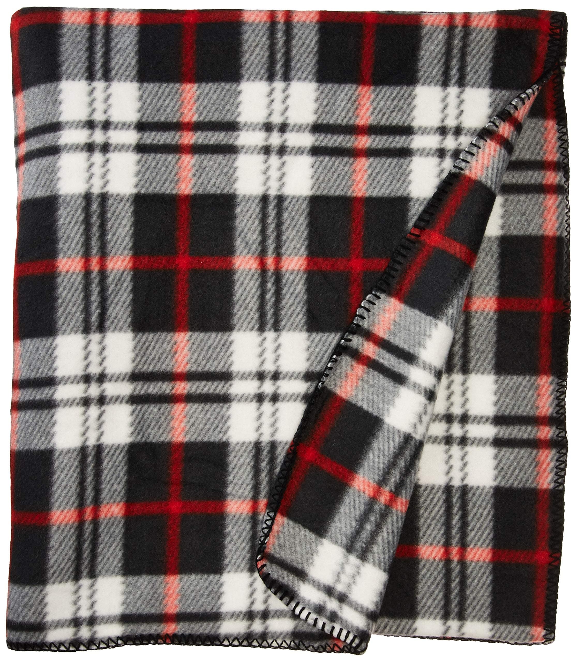 Comfy Polar Fleece Throw Blanket 60" X 70" - Bigger, Better, Softer - One Week (Black/White Plaid)