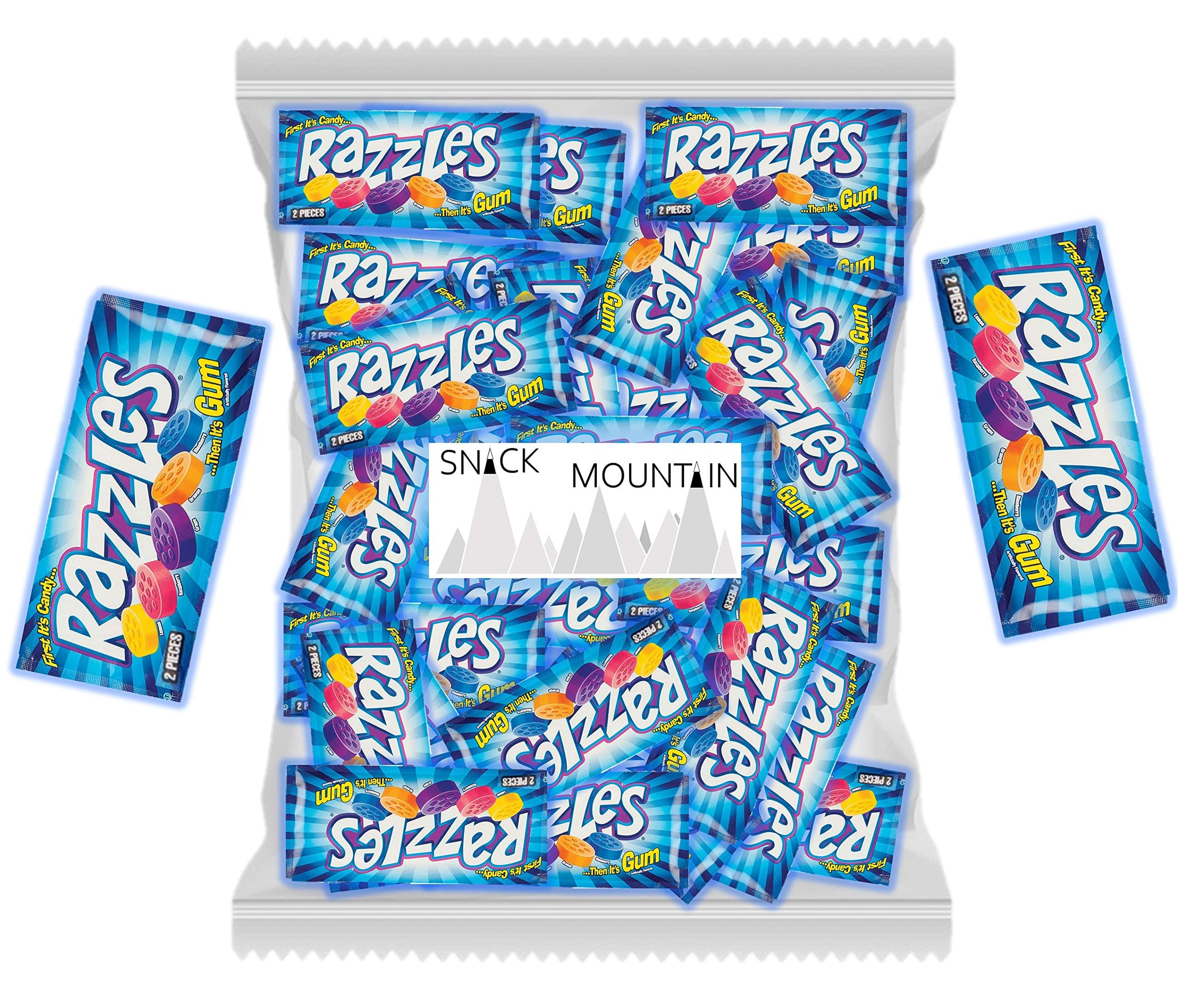 Razzle Candy Gum Individually Wrapped (40 Packs) -Snack Mountain - FUN SIZE!