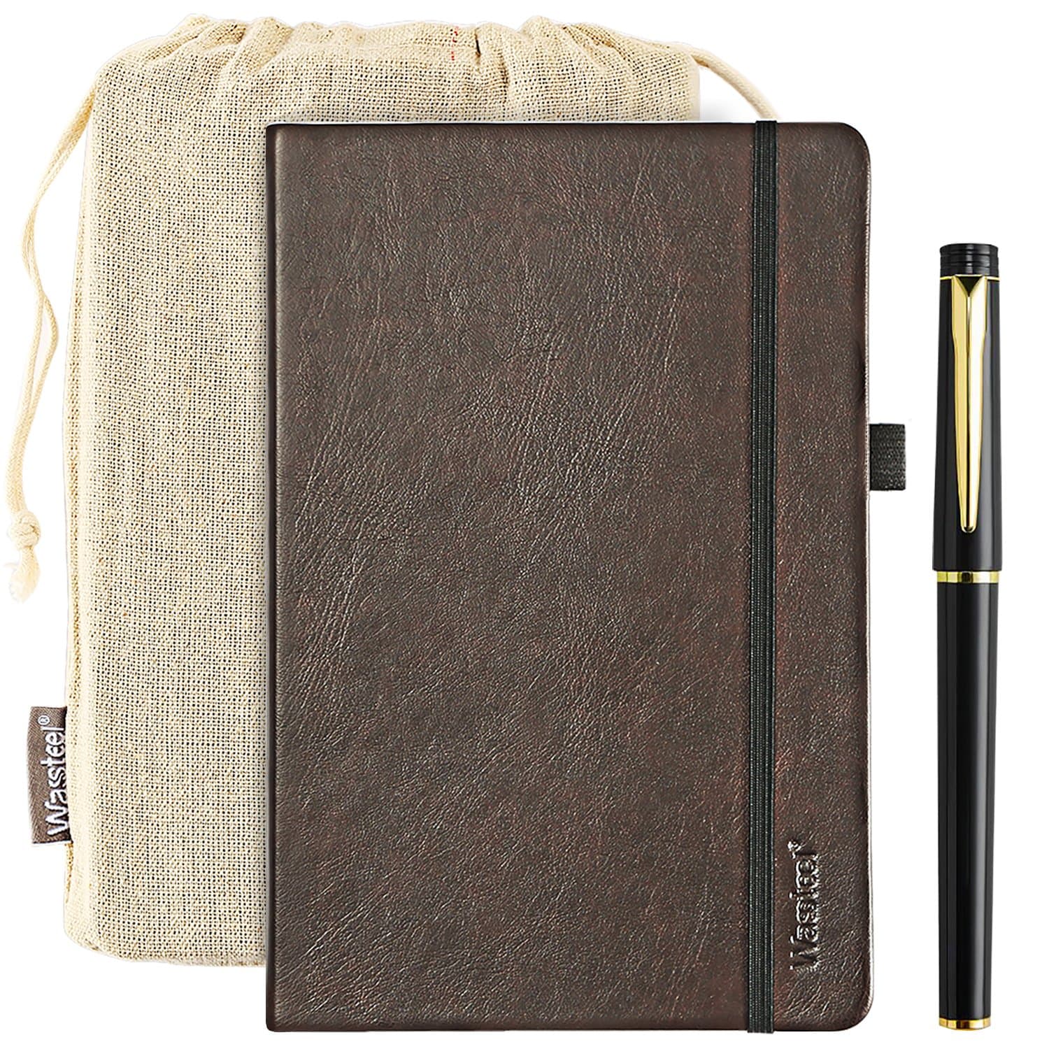 Notebook College Ruled 120gsm Thick Classic Notebook with Pen Loop- A5 Wide Ruled Hardcover, Fine Pu Leather, 192 Pages,8.5 x 5.7 in, Gift with Gel Pen Refill Note Paper (NoteBook)