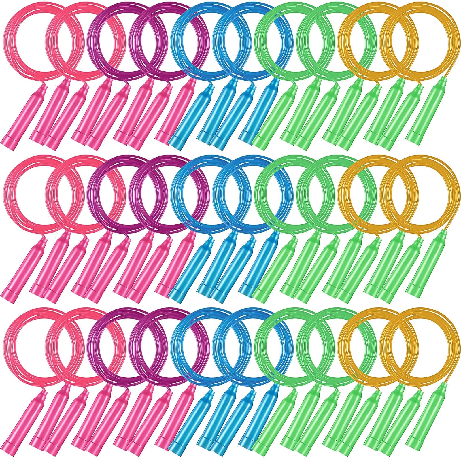 30 Pcs Jump Ropes for Kids Bulk Colorful Plastic Jump Ropes 7.5 ft Adjustable Skipping Rope for Boys Girls, Outdoor Fun Activity Birthday Party Favor