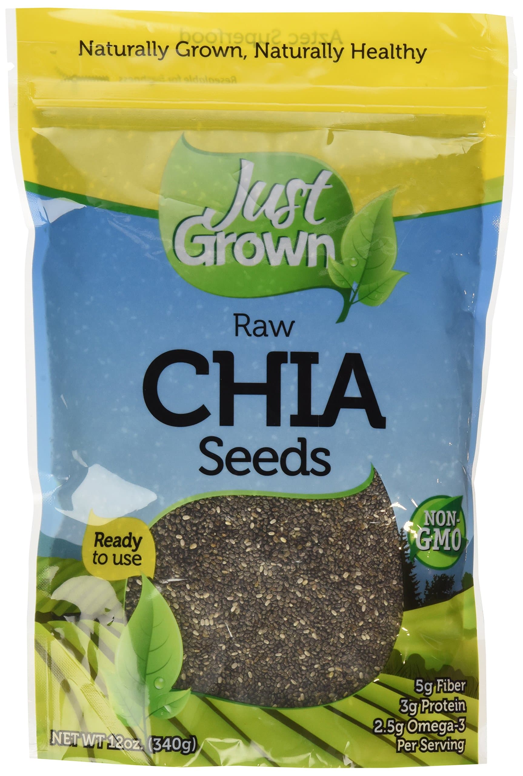 Just Grown Raw Chia Seeds Kosher 12-Ounce (Pack of 2)