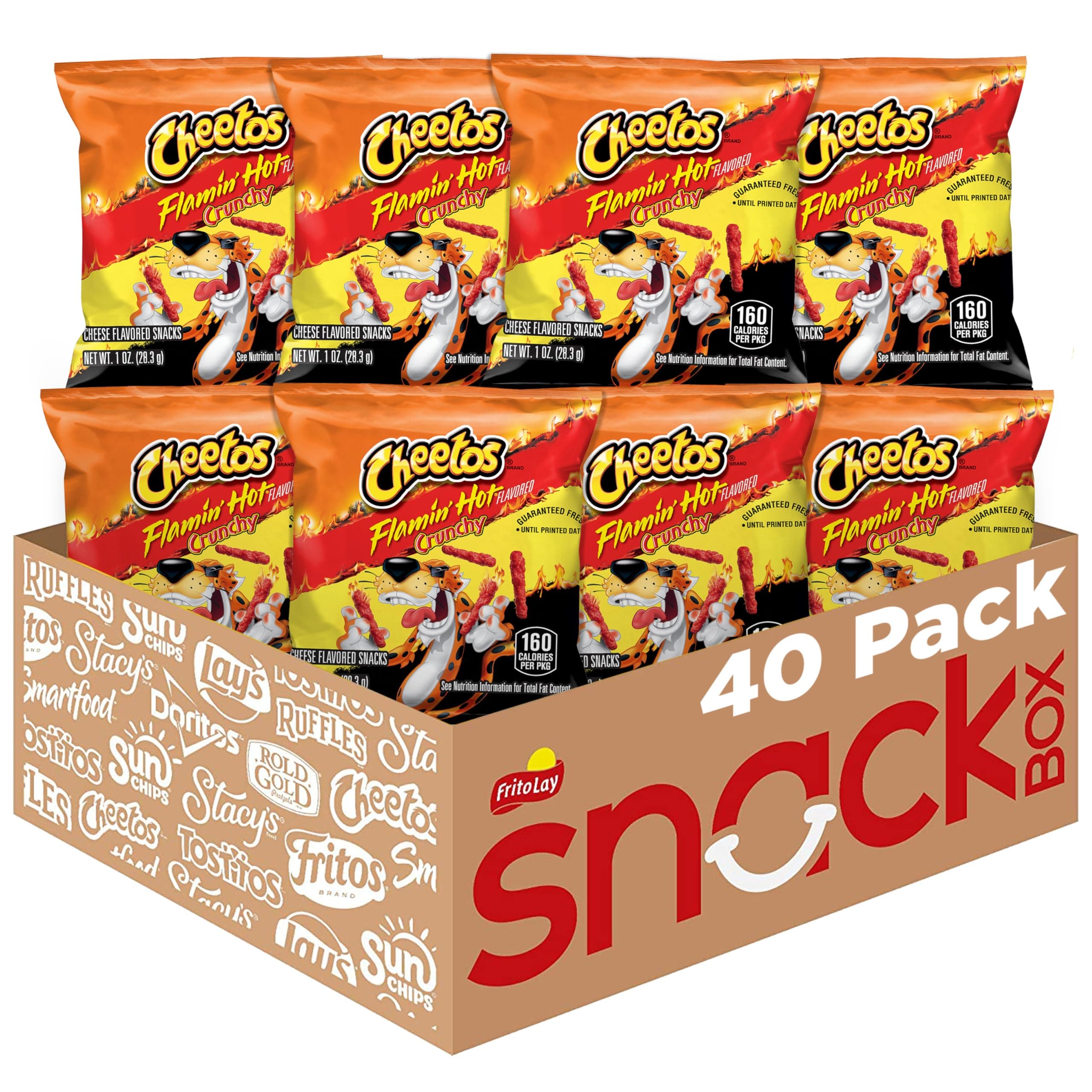 Crunchy Flamin' Hot Cheese Flavored Snacks, 40 count (Pack of 1)