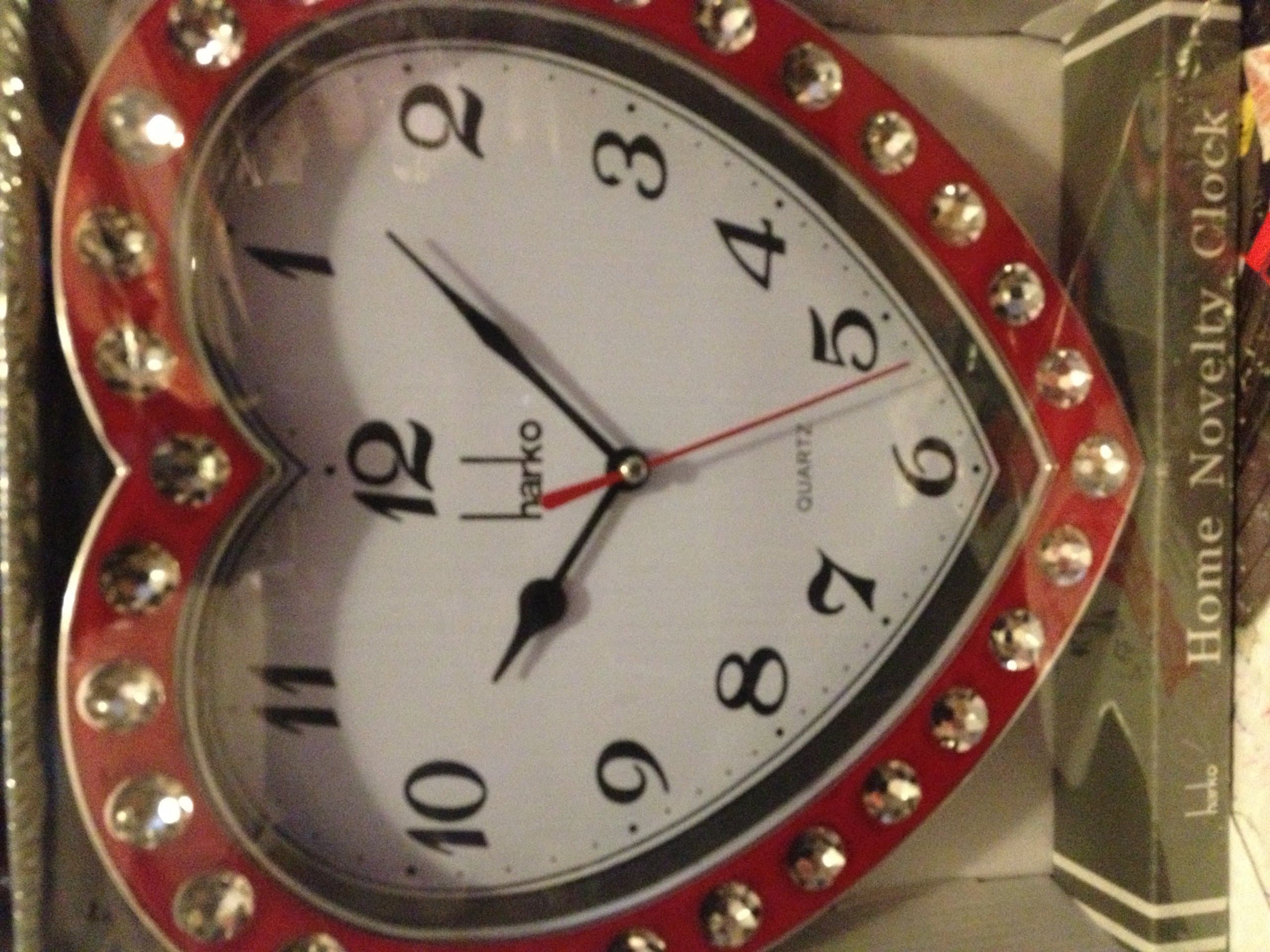 Red Hearted Shape wall clock