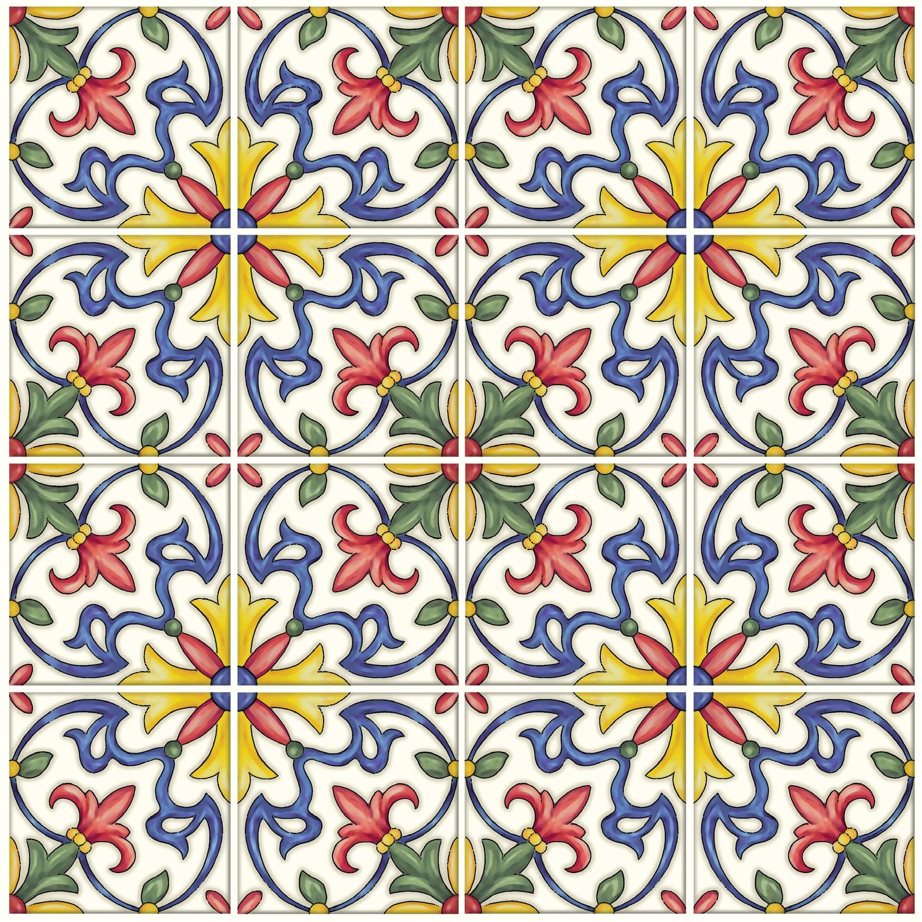 InHome NH2365 Tuscan Tile Peel and Stick Backsplash Tiles, Multi-Colour,2.5-in by 2.5-in