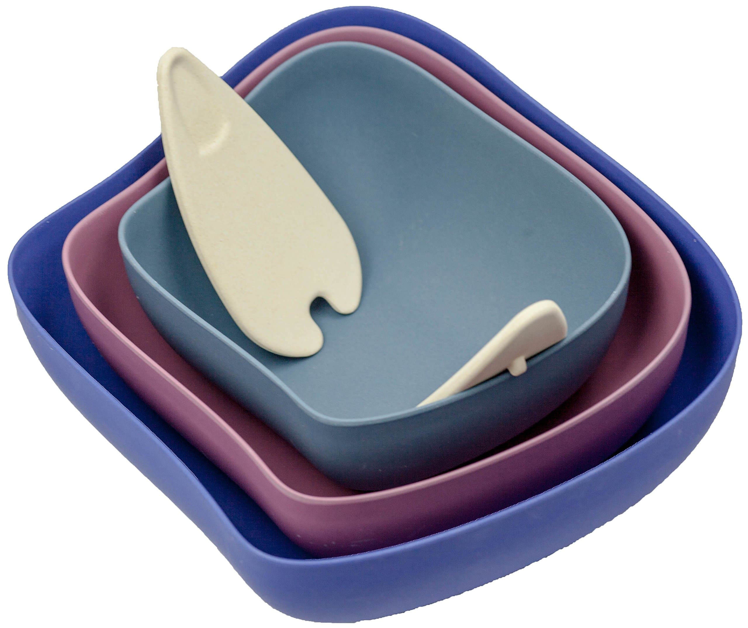 Bamboozle 3 Piece Salad Serving Bowl Set with Bamboo Tongs (Thistle)