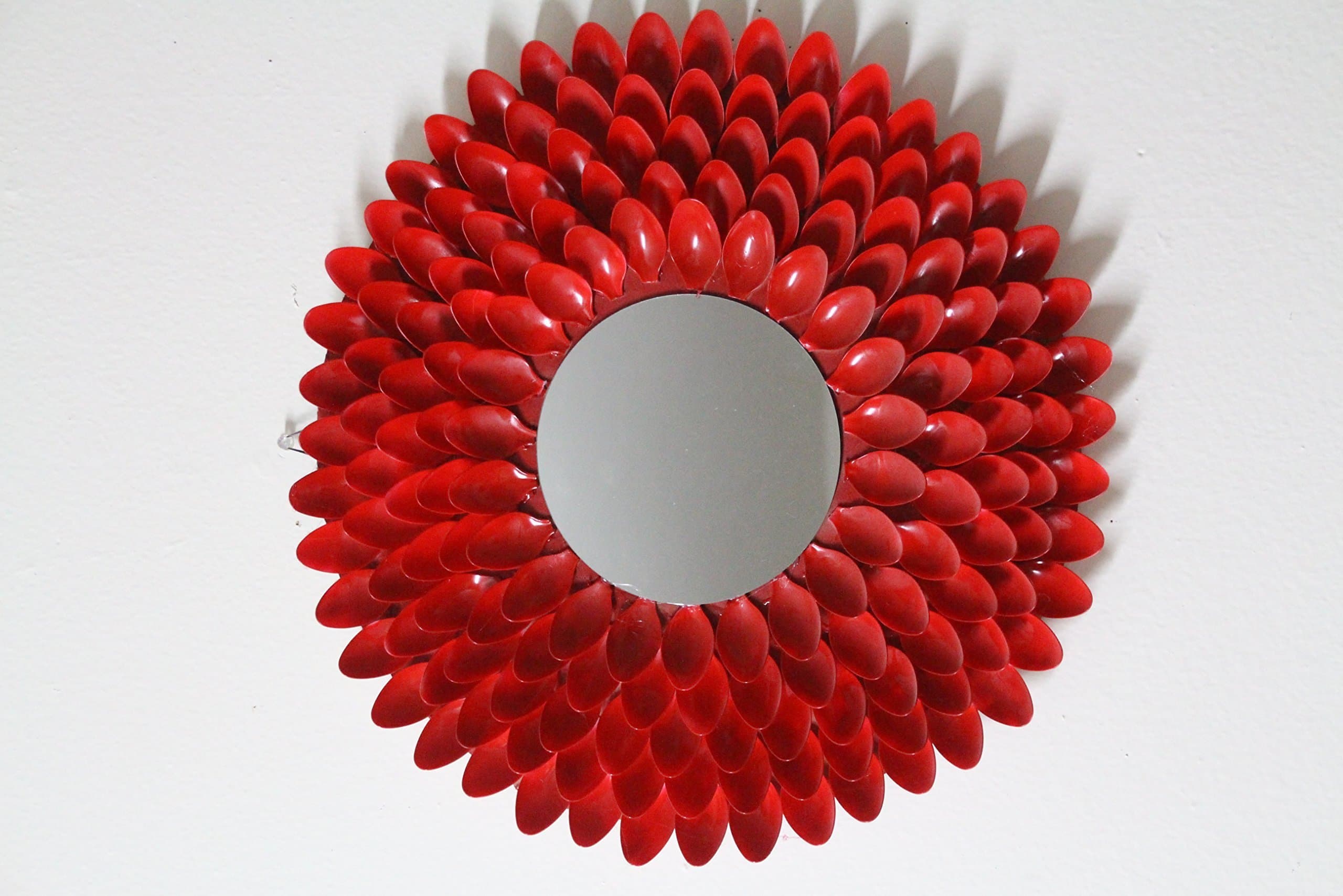 19" Bright Red Color Spoon wall mirror