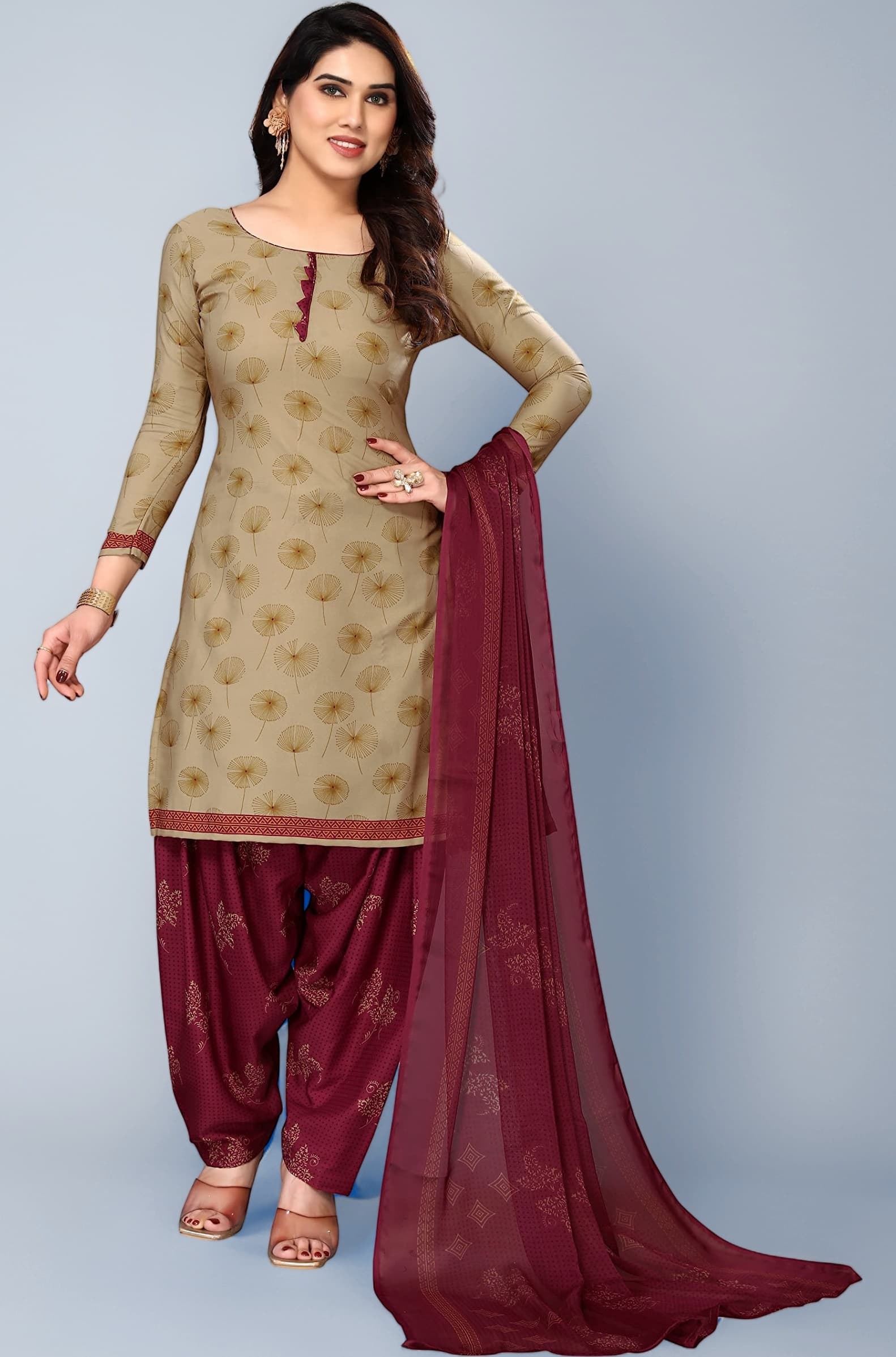 Women's Crepe Printed Unstitched Salwar Suit Dress Material With Dupatta(NEW-RINKY CHIKU)