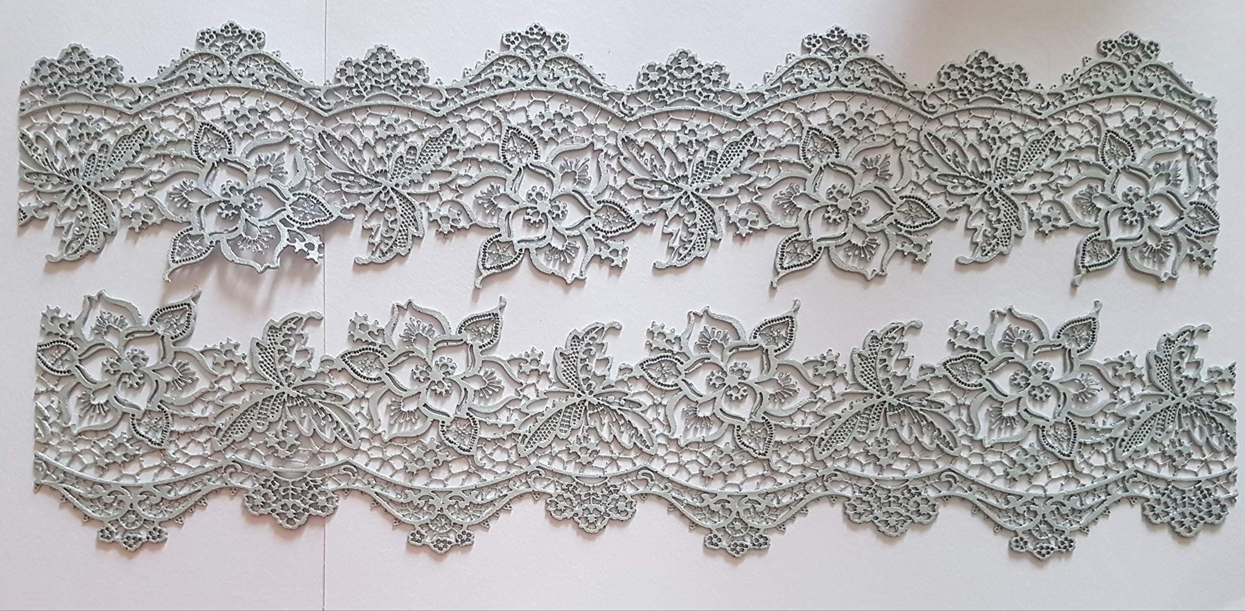 Edible Lace Flower Decorative Cake Strip, Wedding, Cakes, Cupcakes (Silver)