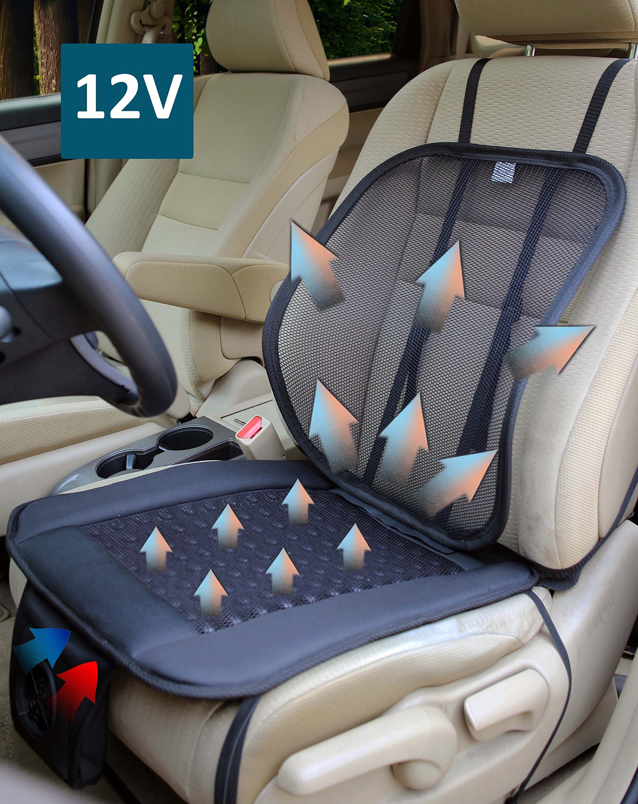 Obbomed SA-4270 Cooling Ventilated AeroSeat, Air Flow with Adjustable Lumbar Support Car Seat Fan Cushion (12V w/ Lumbar Support)