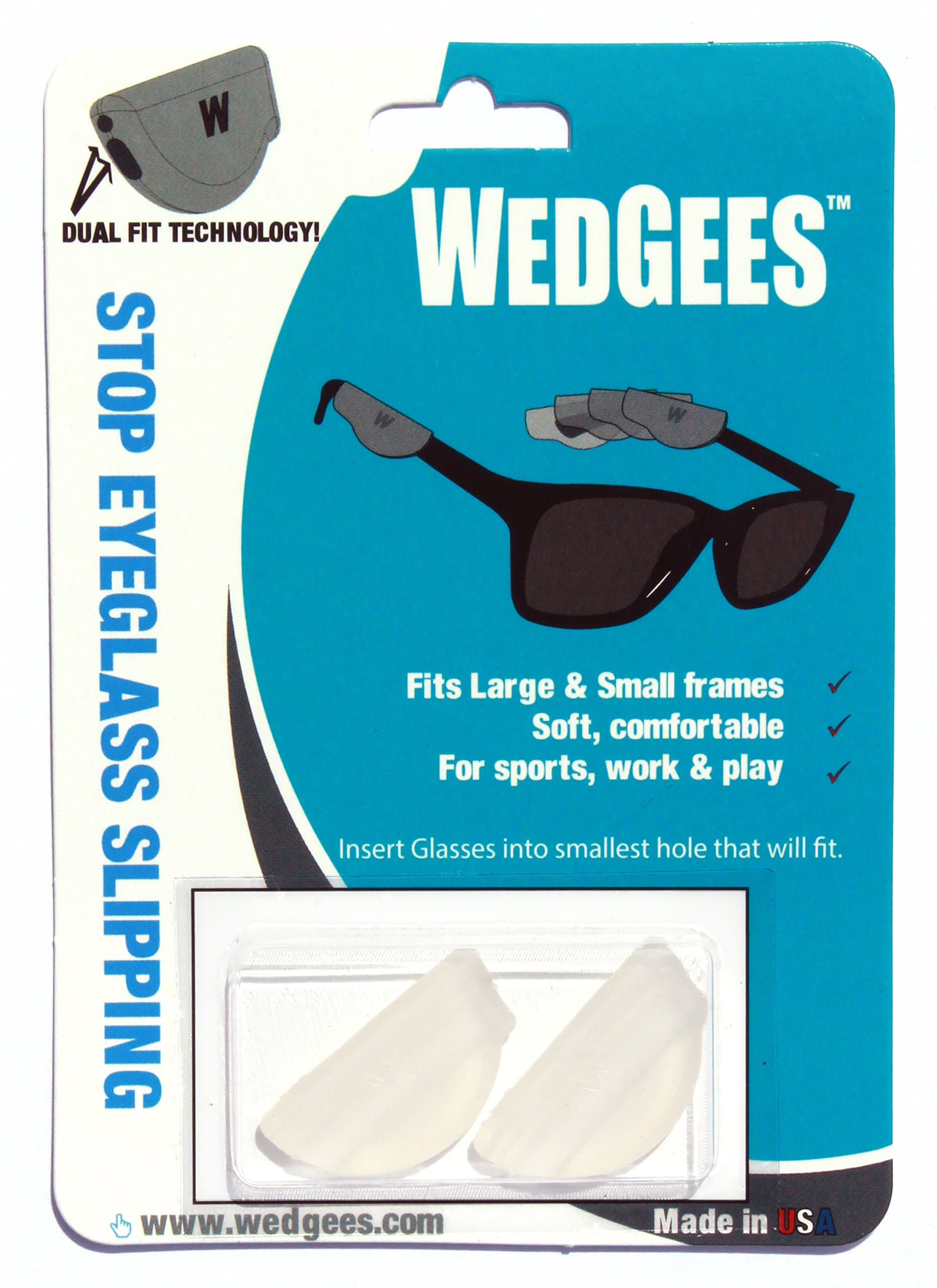 Wedgees Eyeglass Retainers, Dual fit Molded Clear (4 + 1) Packs, (5 Pairs)