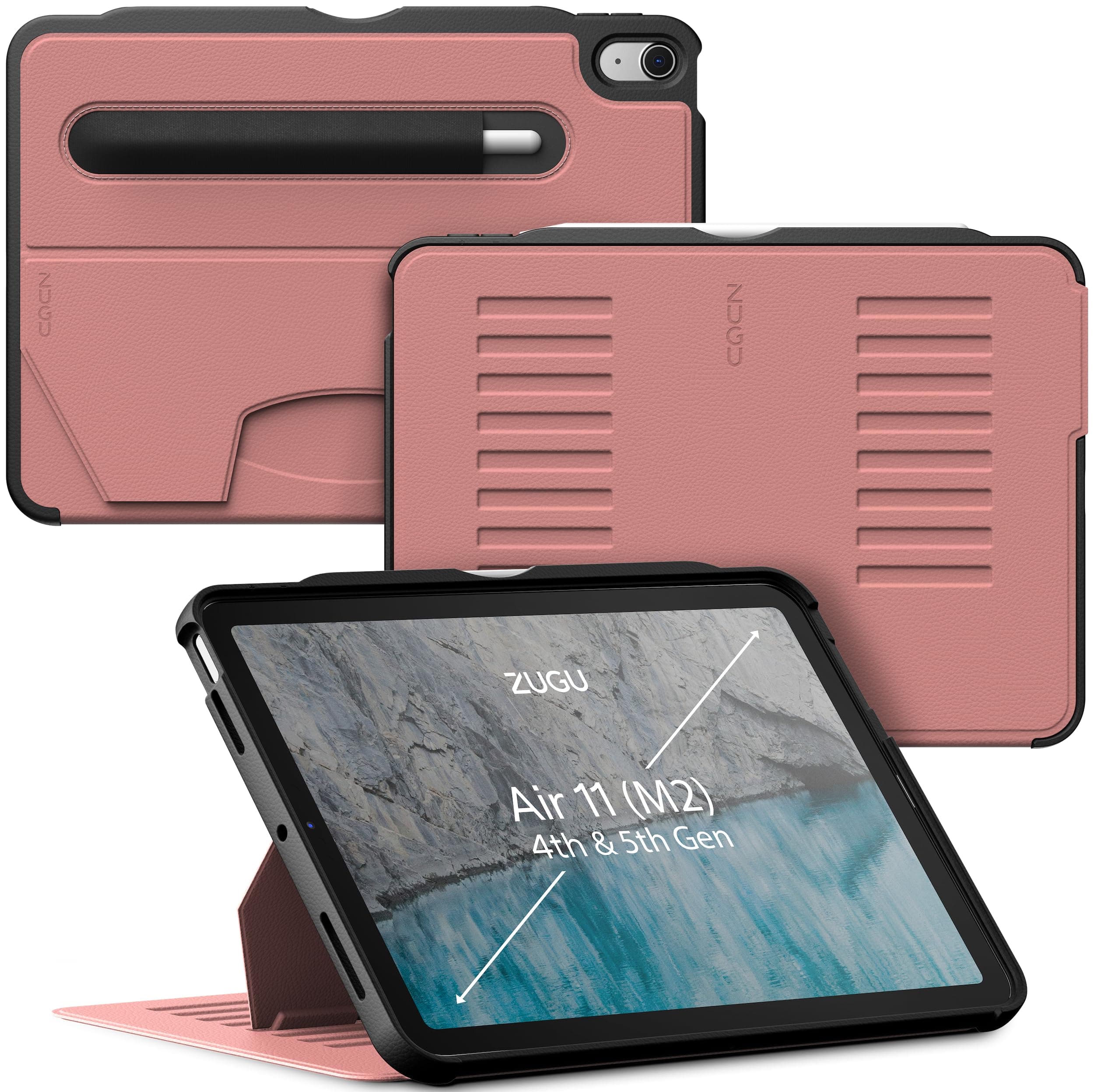 ZUGU CASE for iPad Air 11 M4 2026/M3 2025/M2 2024 iPad Air 4 & 5 10.9 Inch (2020/2022) - Protective, Ultra Thin, Magnetic Stand, Sleep/Wake Cover with Apple Pencil Charging & Storage - Desert Rose