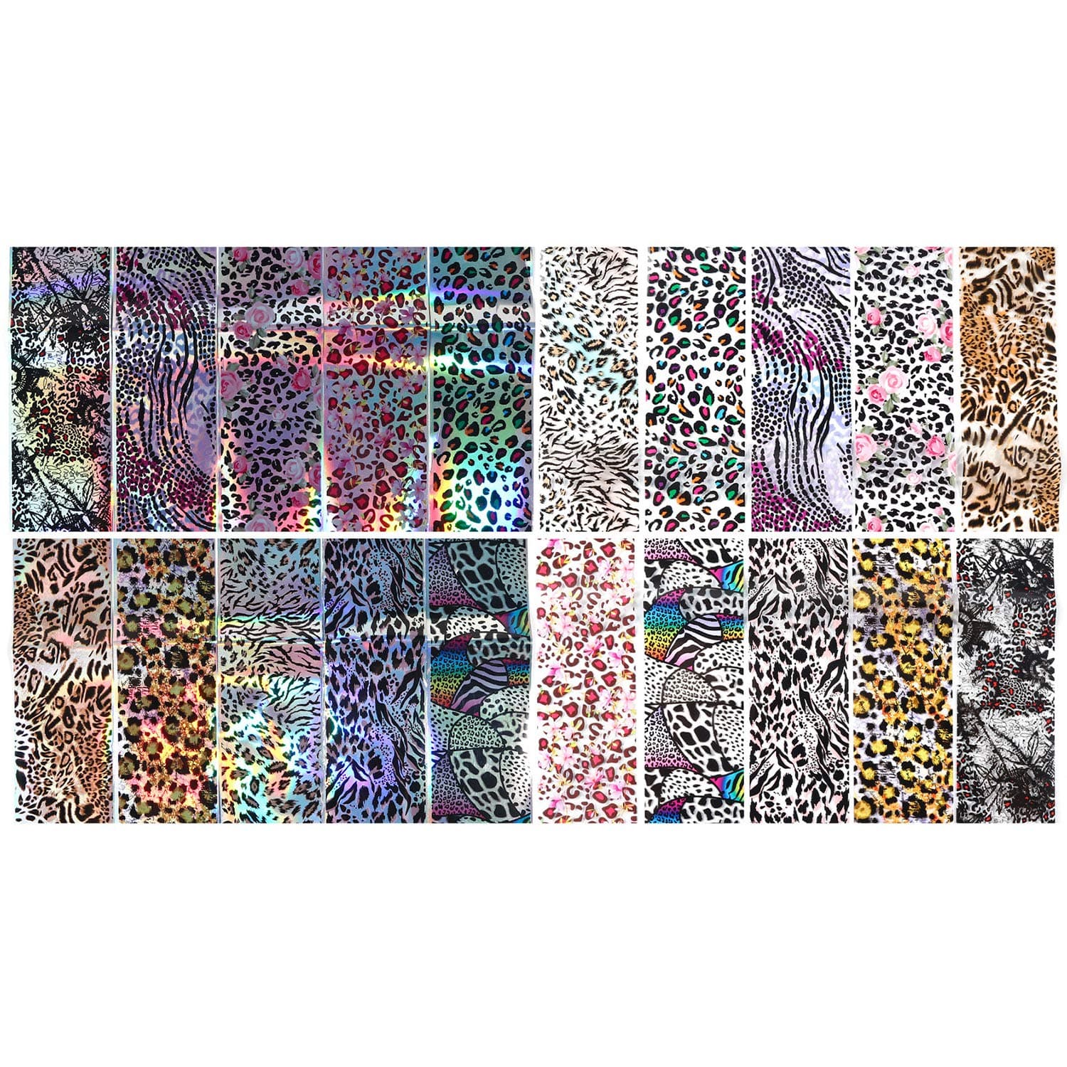 Rindy 20 Pieces Leopard Nail Art Foil Transfer Stickers Leopard Print Nail Foil Adhesive Decals Manicure Transfer Tips Nail Art DIY Decoration Kit