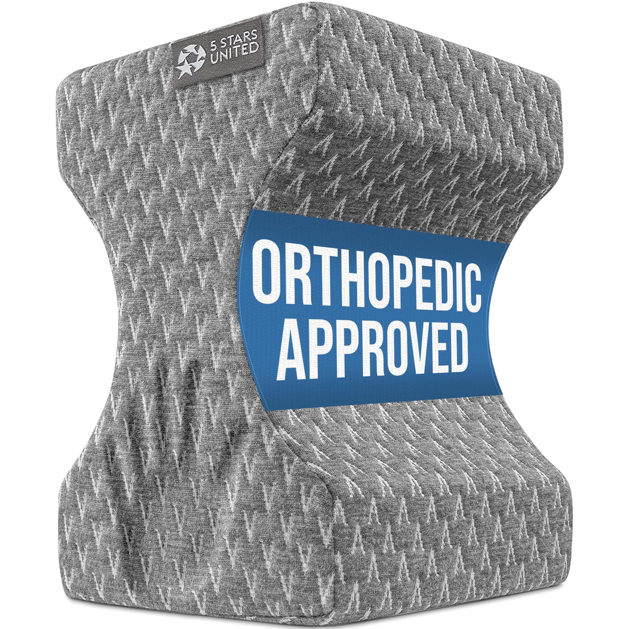 Knee Pillow for Side Sleepers - 100% Memory Foam Wedge Contour - Leg Pillows for Sleeping - Spacer Cushion for Spine Alignment, Back Pain, Pregnancy Support - Sciatica, Hip, Joint, Grey