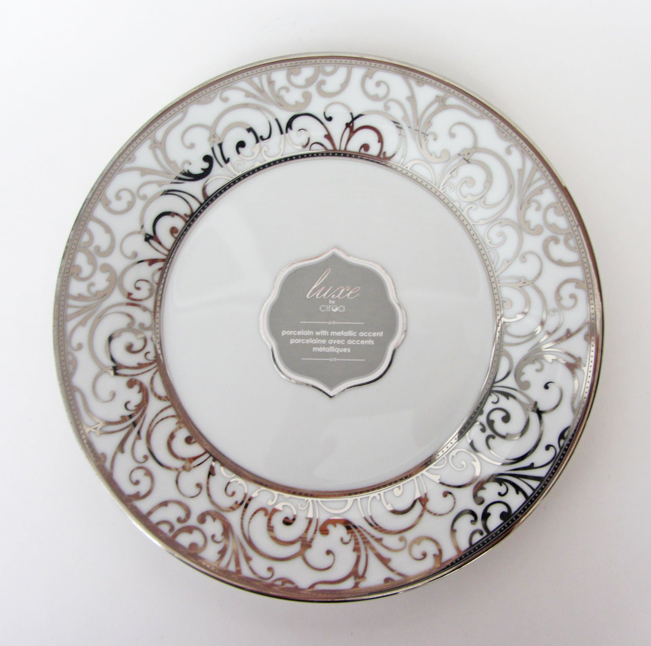 Ciroa Luxe Veluto Platinum Silver Salad Plates 7 5/8" Diameter Set of 4