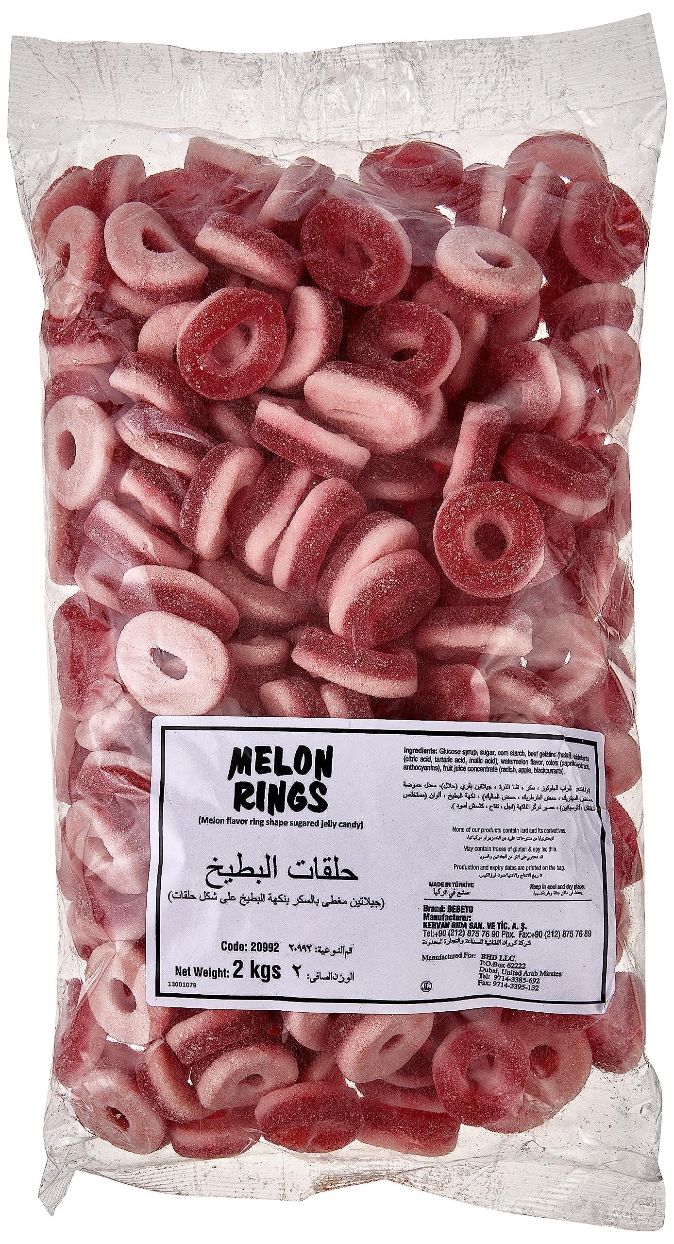 Sweet Factory Melon Flavor Ring Shape Sugared Jelly Candy Party Pack - Best for Birthday Parties, Events and Other Occasions - 2 KG