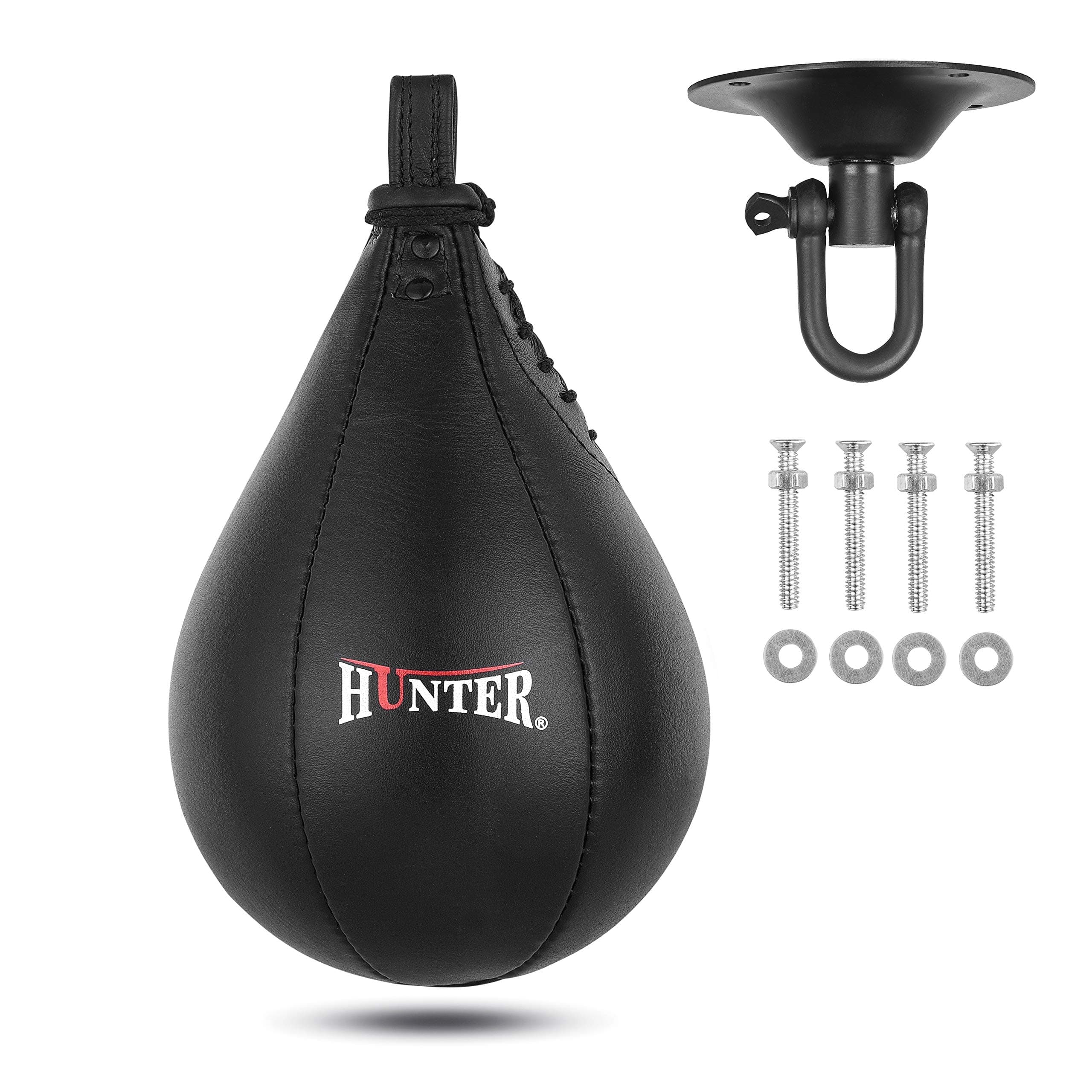 Hunter Speed Ball Boxing Cow Hide Leather MMA Muay Thai Training Punching Dodge Striking Bag Kit Hanging Swivel Workout