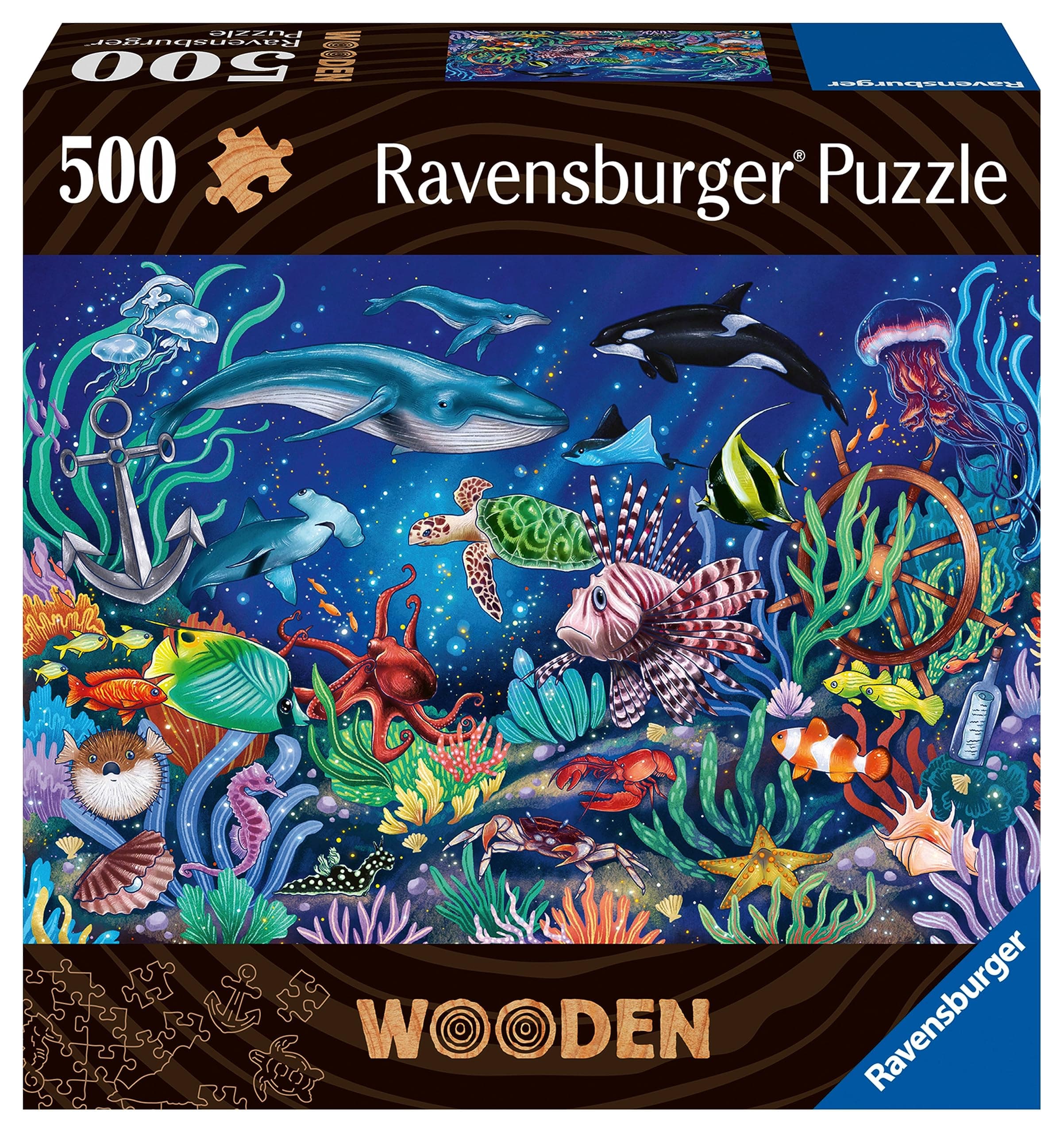 Ravensburger Wooden Jigsaw Puzzle for Adults and Kids Age 14 Years Up - Under The Sea 500 Pieces
