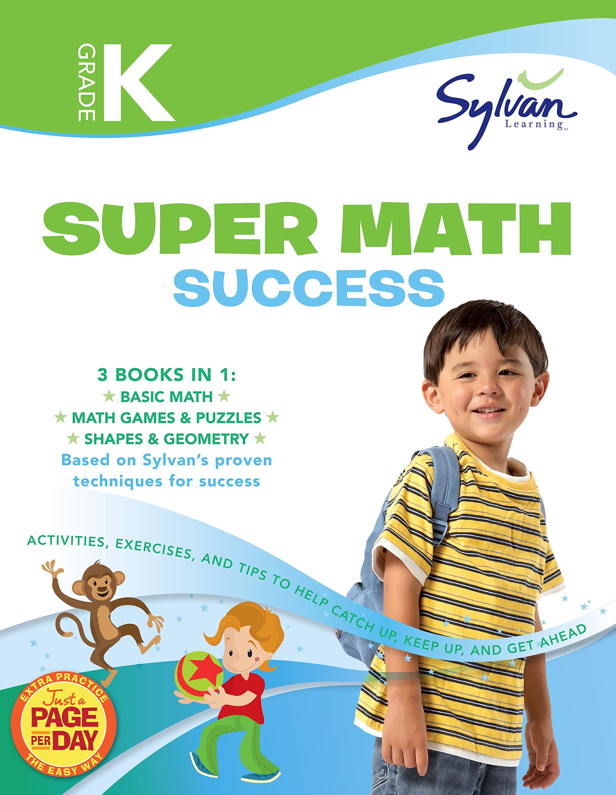 Kindergarten Jumbo Math Success Workbook: 3 Books in 1 --Basic Math, Math Games and Puzzles, Shapes and Geometry; Activities, Exercises, and Tips to ... and Get Ahead (Sylvan Math Jumbo Workbooks)