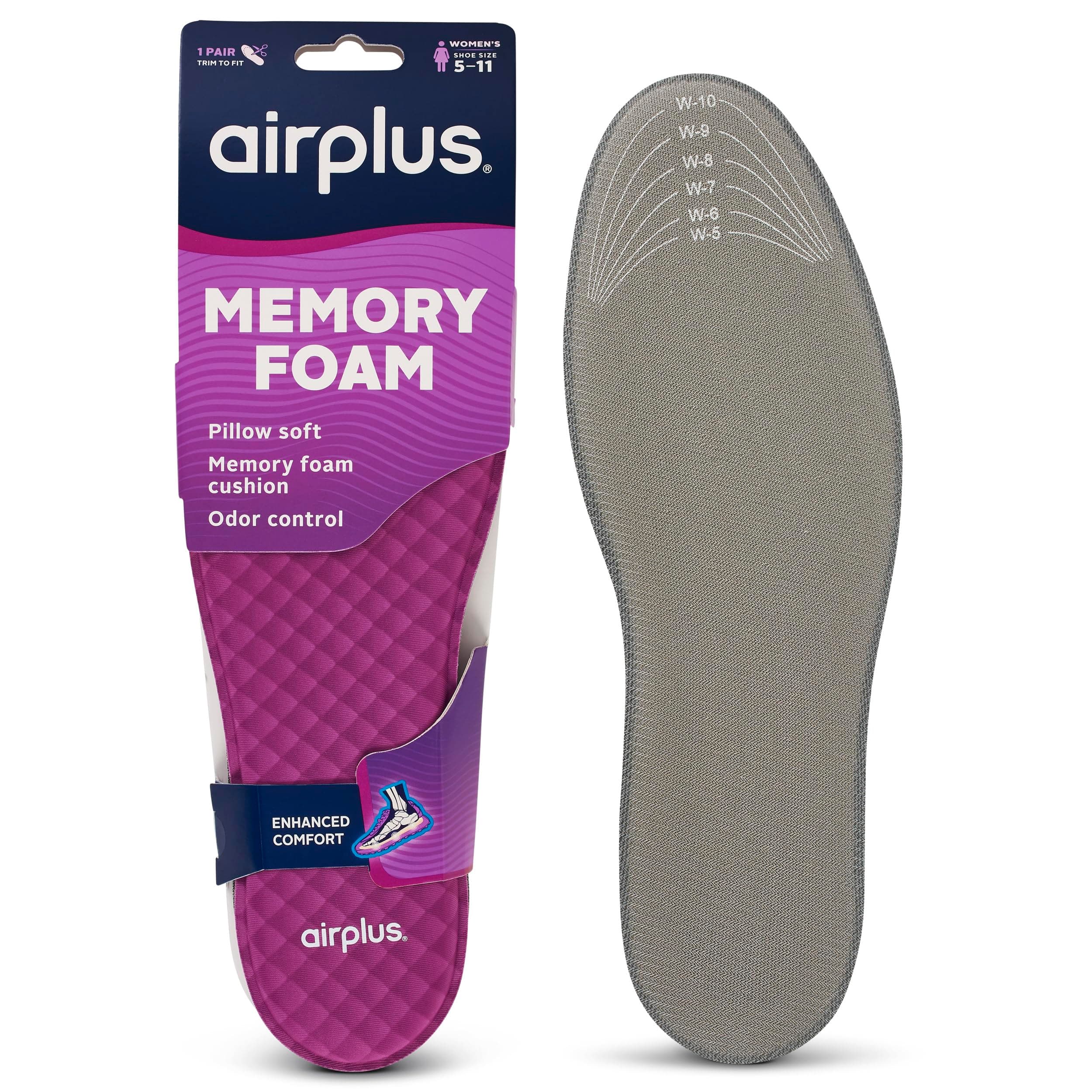 Airplus Memory Comfort Shoe Insoles With Memory Foam for Pressure Relief, Ideal For Men and Women