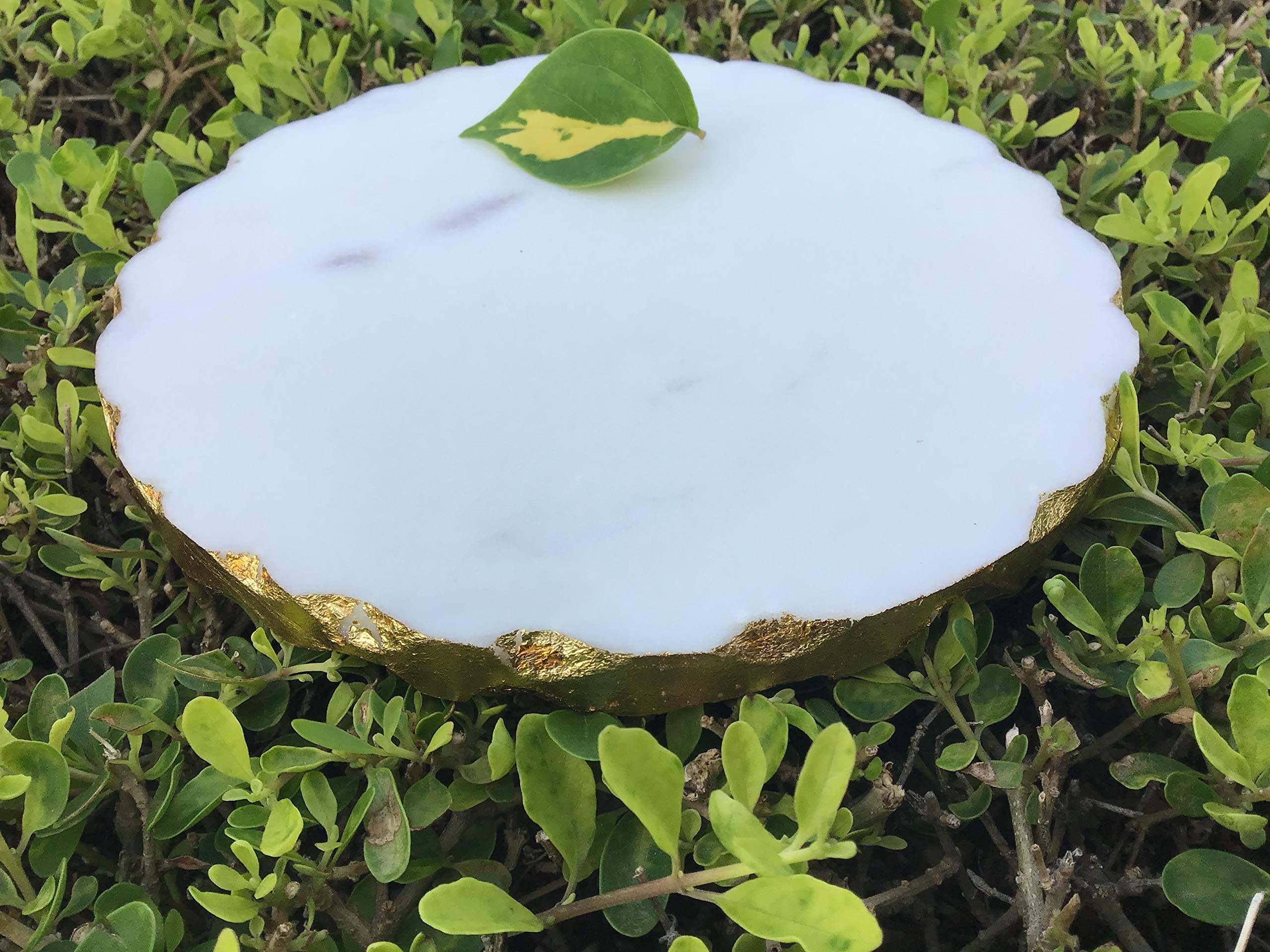 NikkisPride Marble Handmade Trivet, Platter, Jewellery Tray Office Coaster Large 6 Inch Diameter