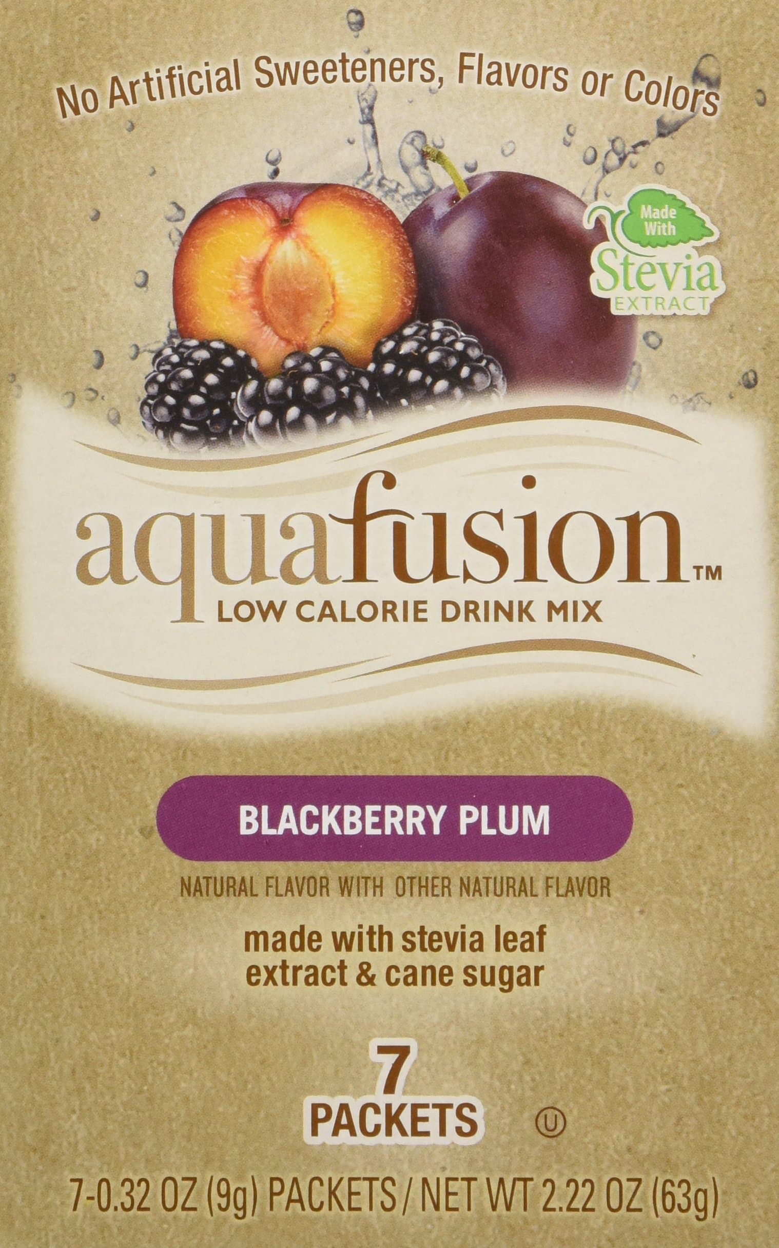 Aquafusion Low Calorie Drink Mix, Blackberry Plum, 7 count (Pack of 12)