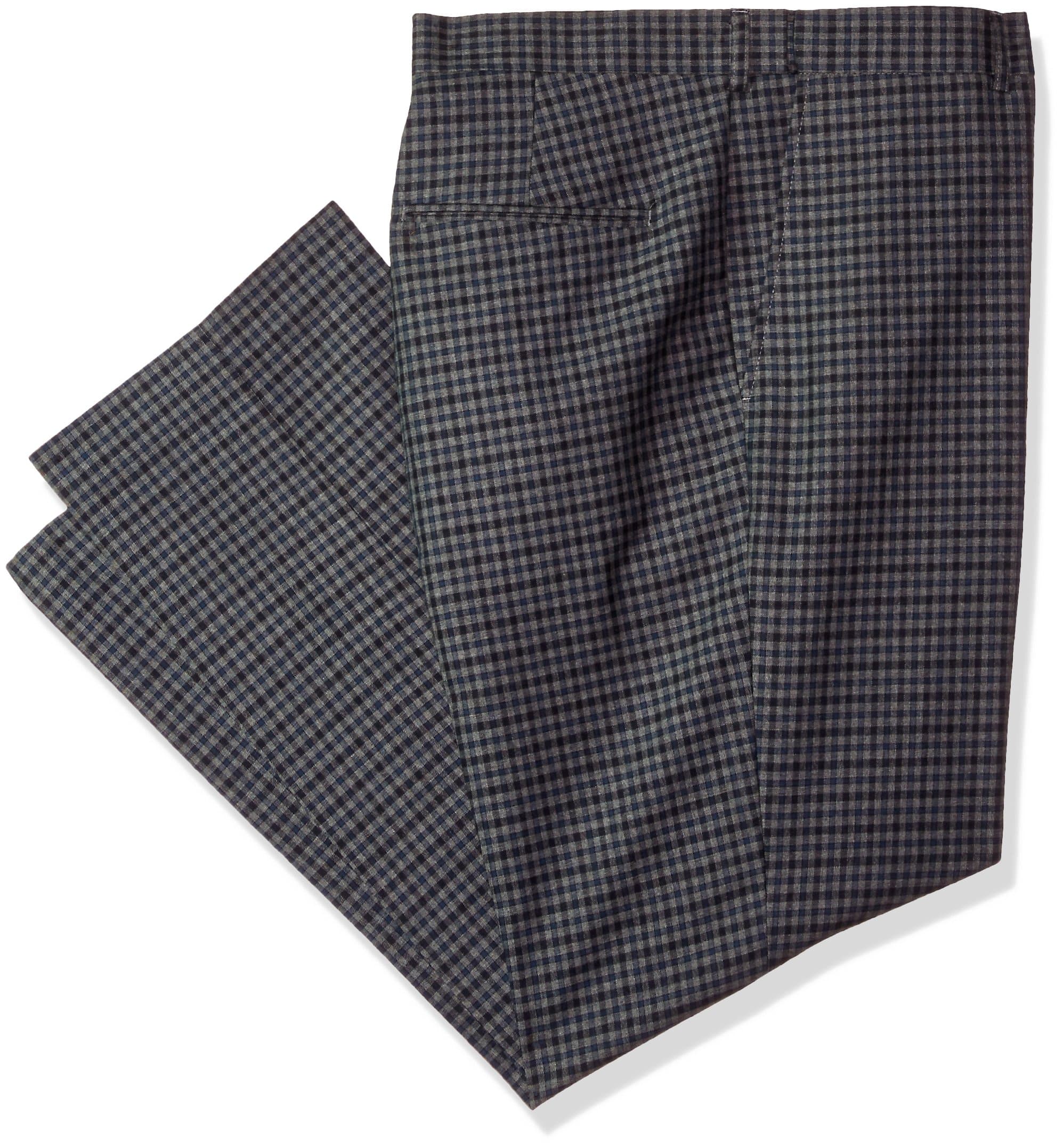 Alexander Julian Colours Men's Big & Tall Flat Front Check Suit Dress Pant W/Adj. Waist