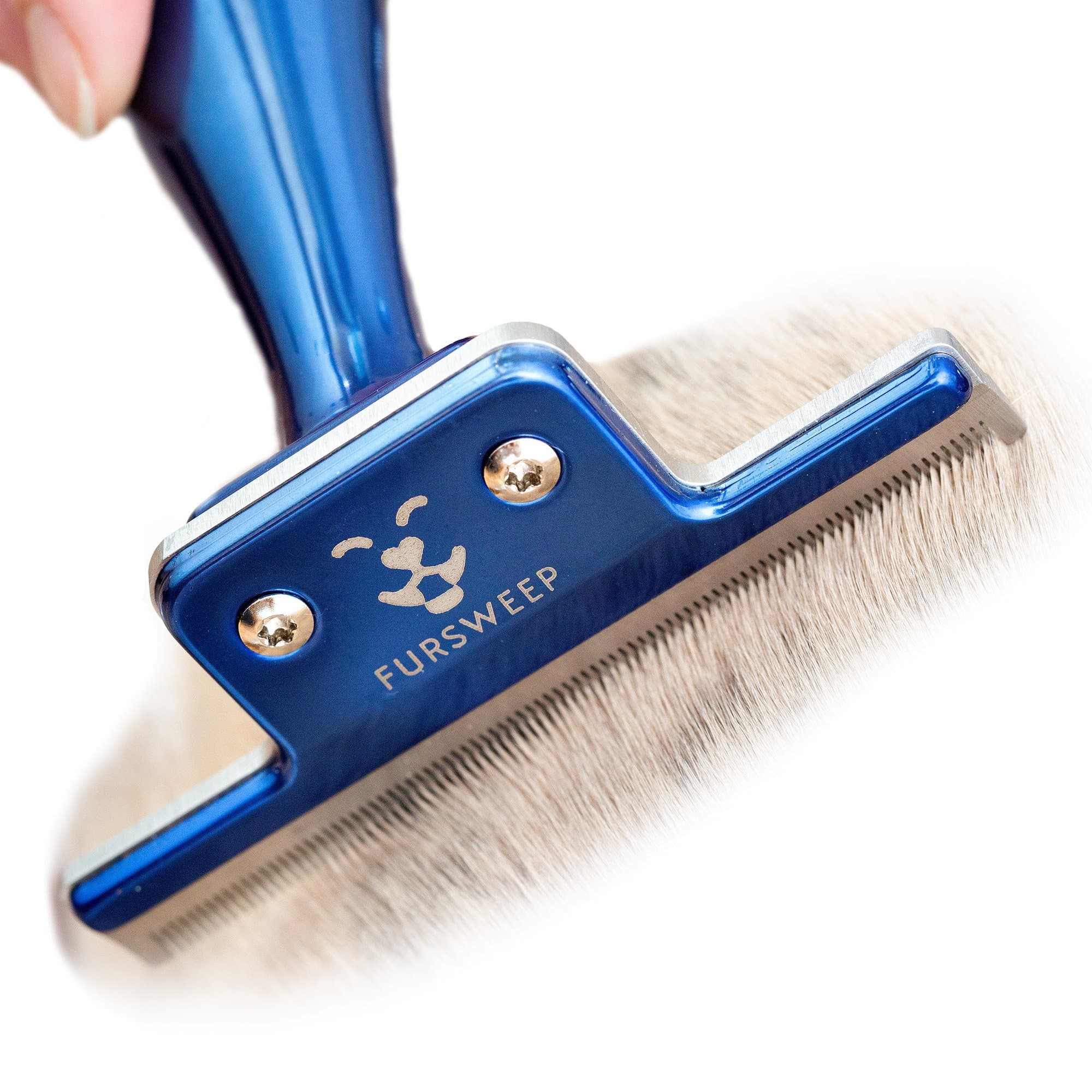 Shedding Brush for Cat & Dog, Stainless Steel Deshedding Tool for Grooming Short and Long Pet Hair, Reduces Moulting by up to 90%, Shiny Blue