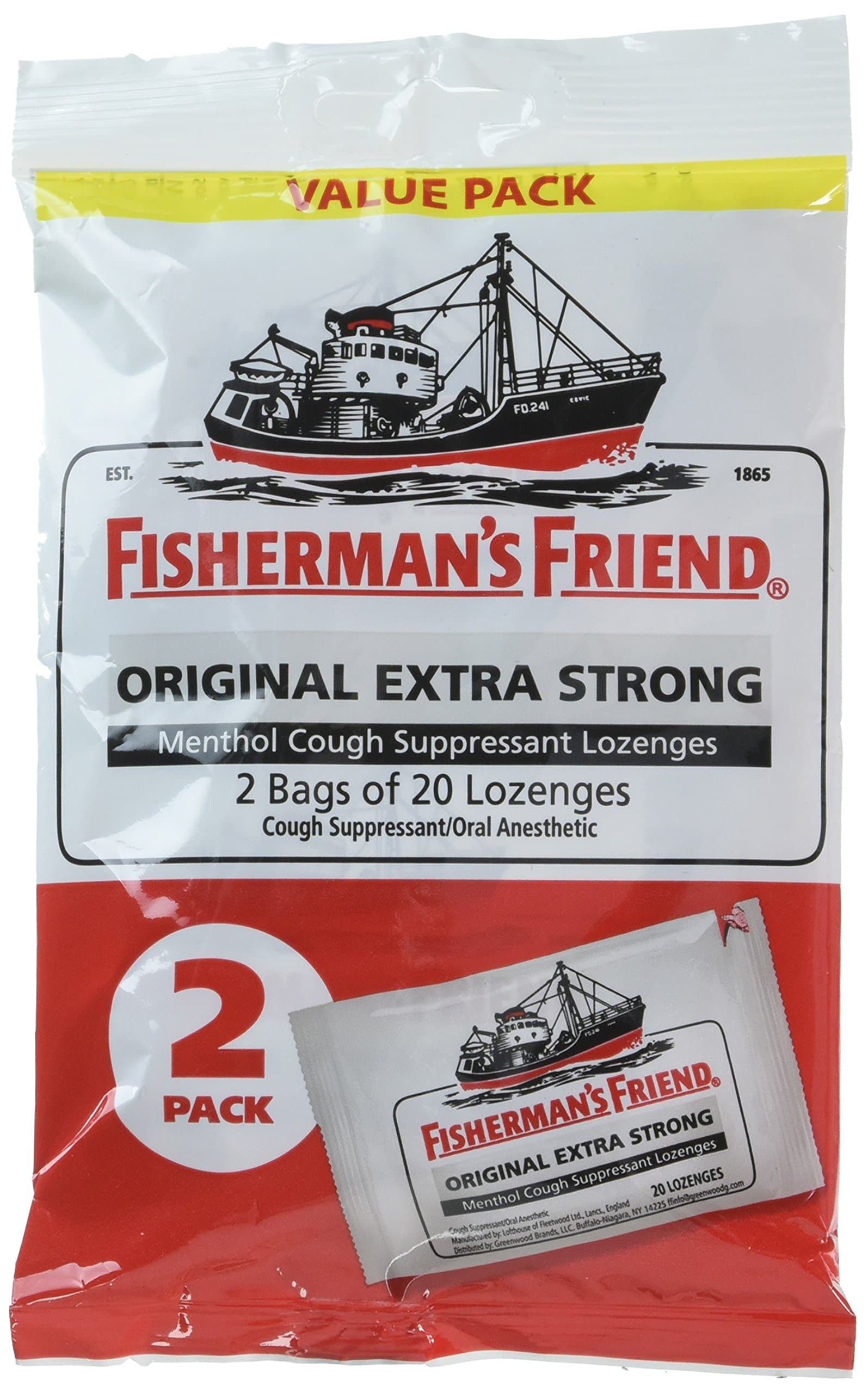 Original Extra Strong Cough Suppressant Lozenges, 40-Count Bags.