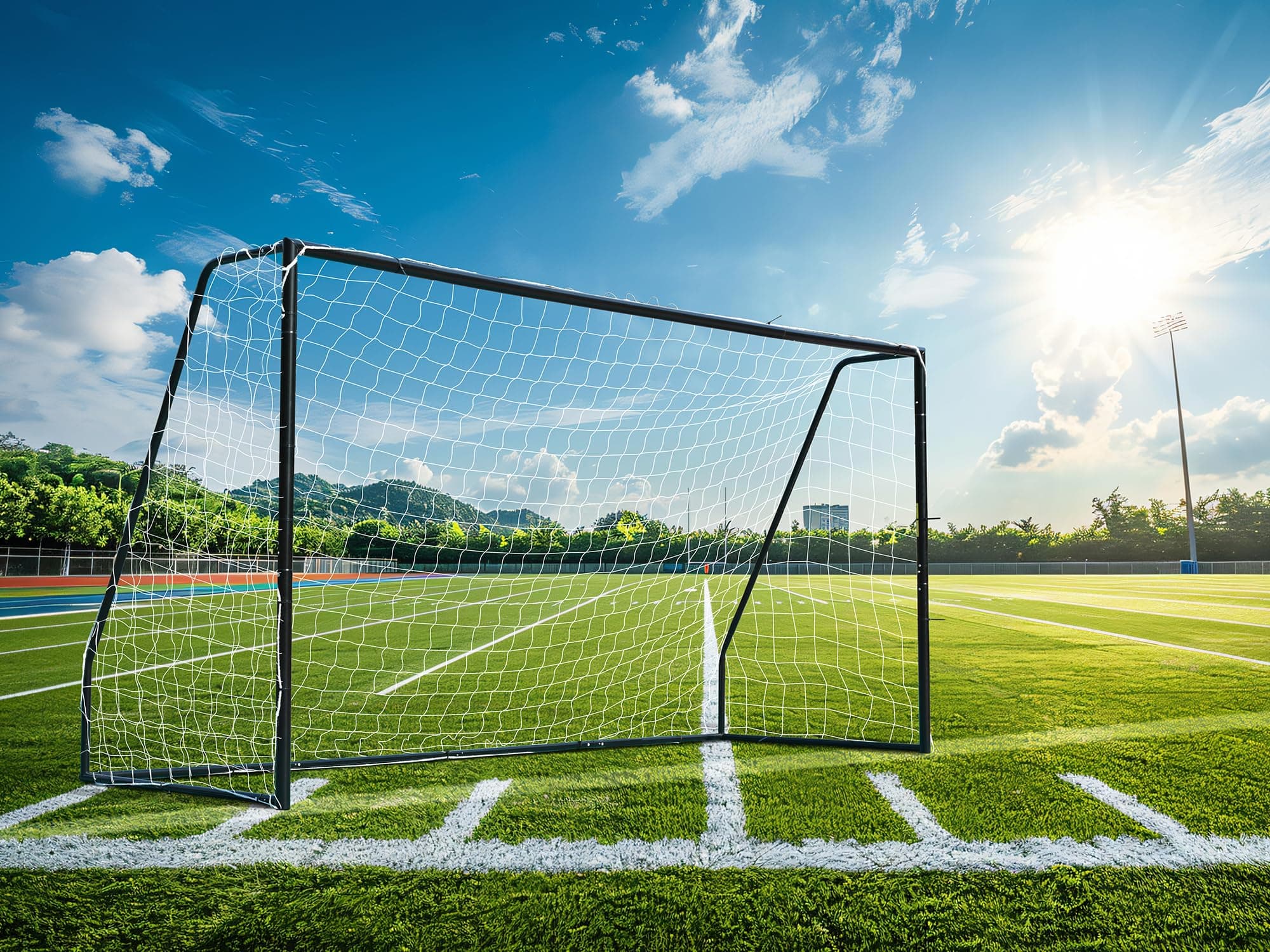 Soccer Goal 12 X 6 FT Steel Professional Portable Training Metal Soccer Net for Backyard, Heavy Duty 1.97" Diameter Frame