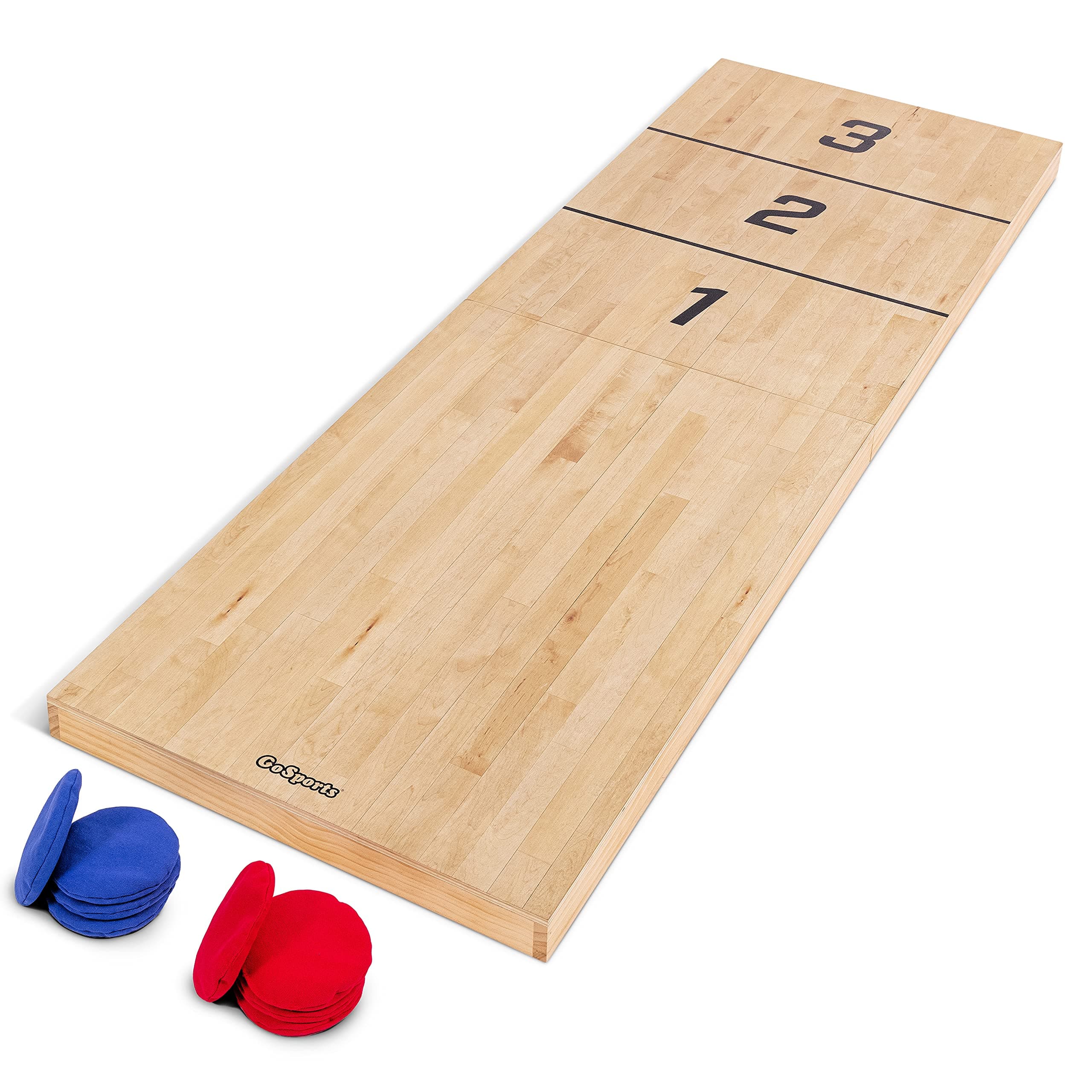 GoSports Tossski Shuffleboard Game Set - Portable 6' x 2' Wood GameBoard with 8 Bean Bags for Backyard Fun or Tailgating