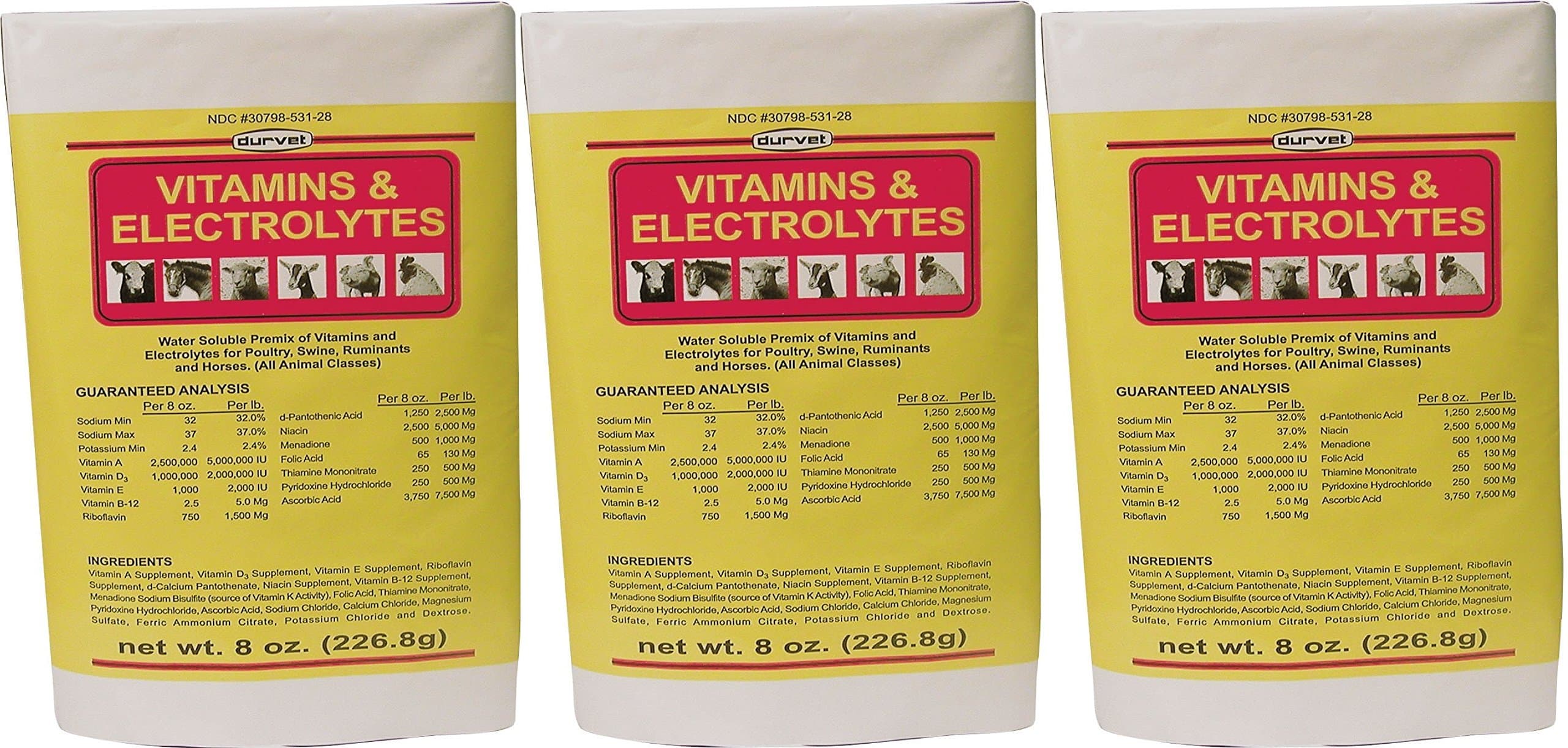 Durvet (3 Pack) 136028 vitamins & Electrolytes, 8 oz3
