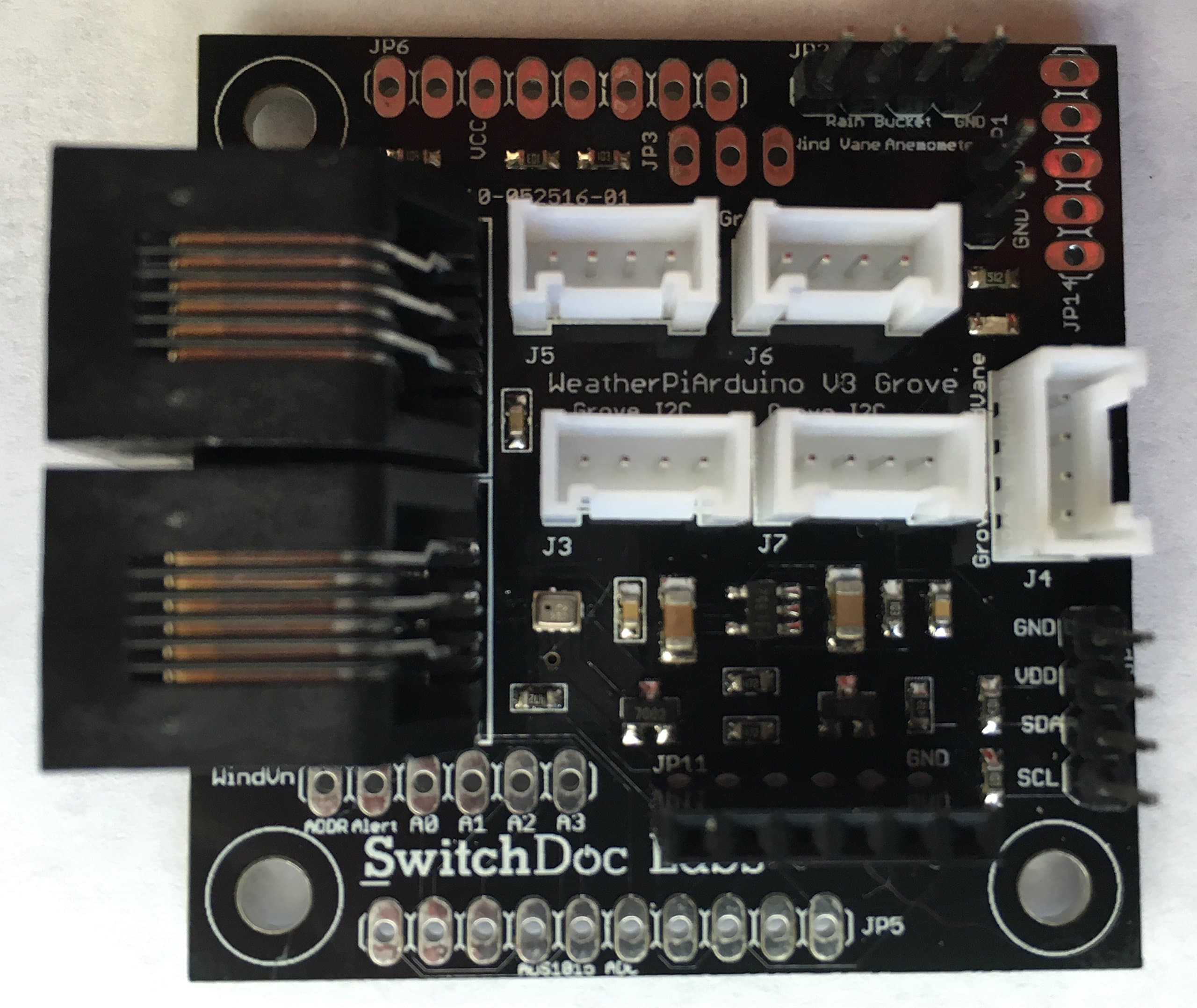 WeatherPiArdinuo V3 w/Grove (aka Weather Board) connectors - Interface Board for Weather Instruments for Raspberry Pi/Arudino