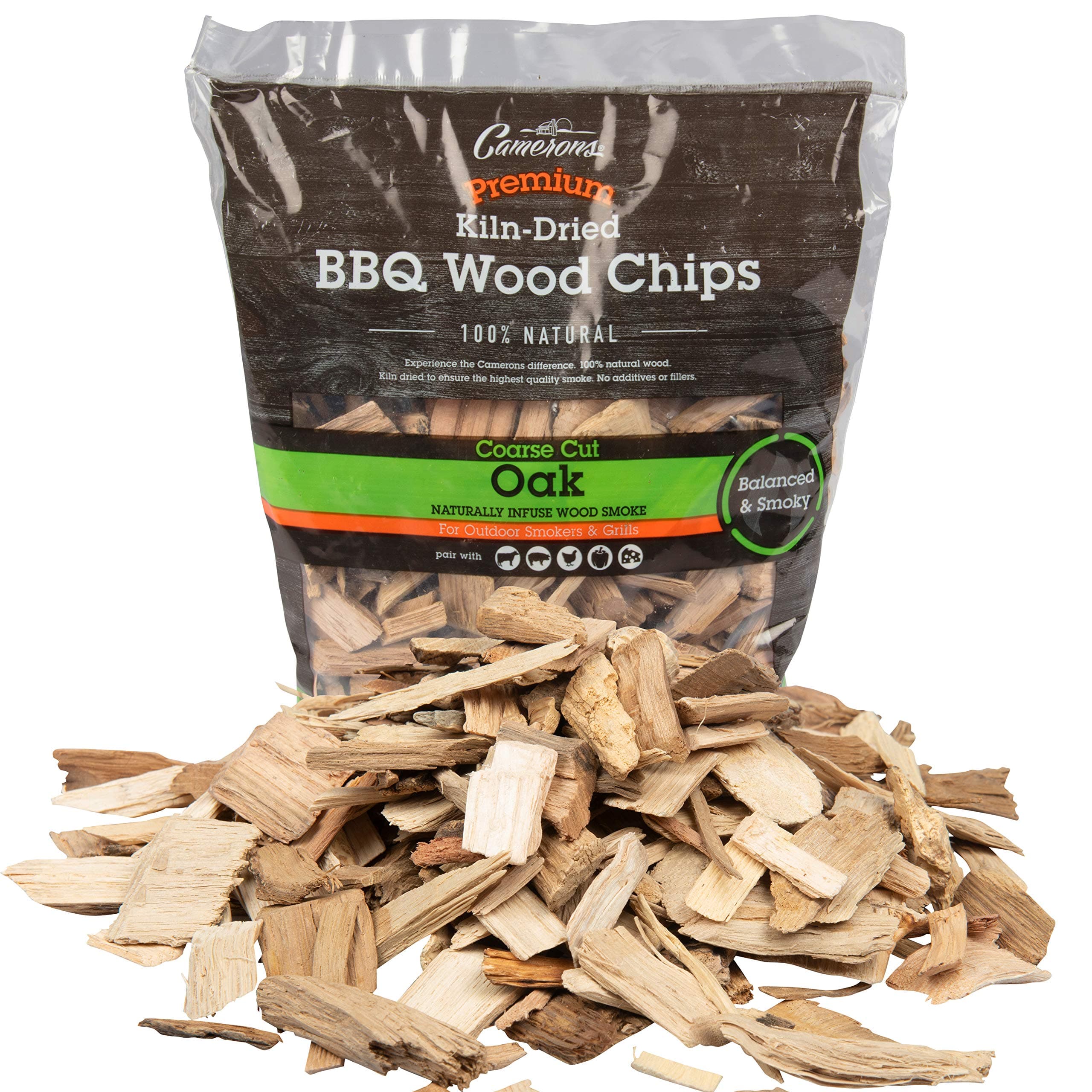 Smoking Chips - (Oak) Kiln Dried, 100% Natural Coarse Wood Smoker Shavings - 2lb Barbecue Chips