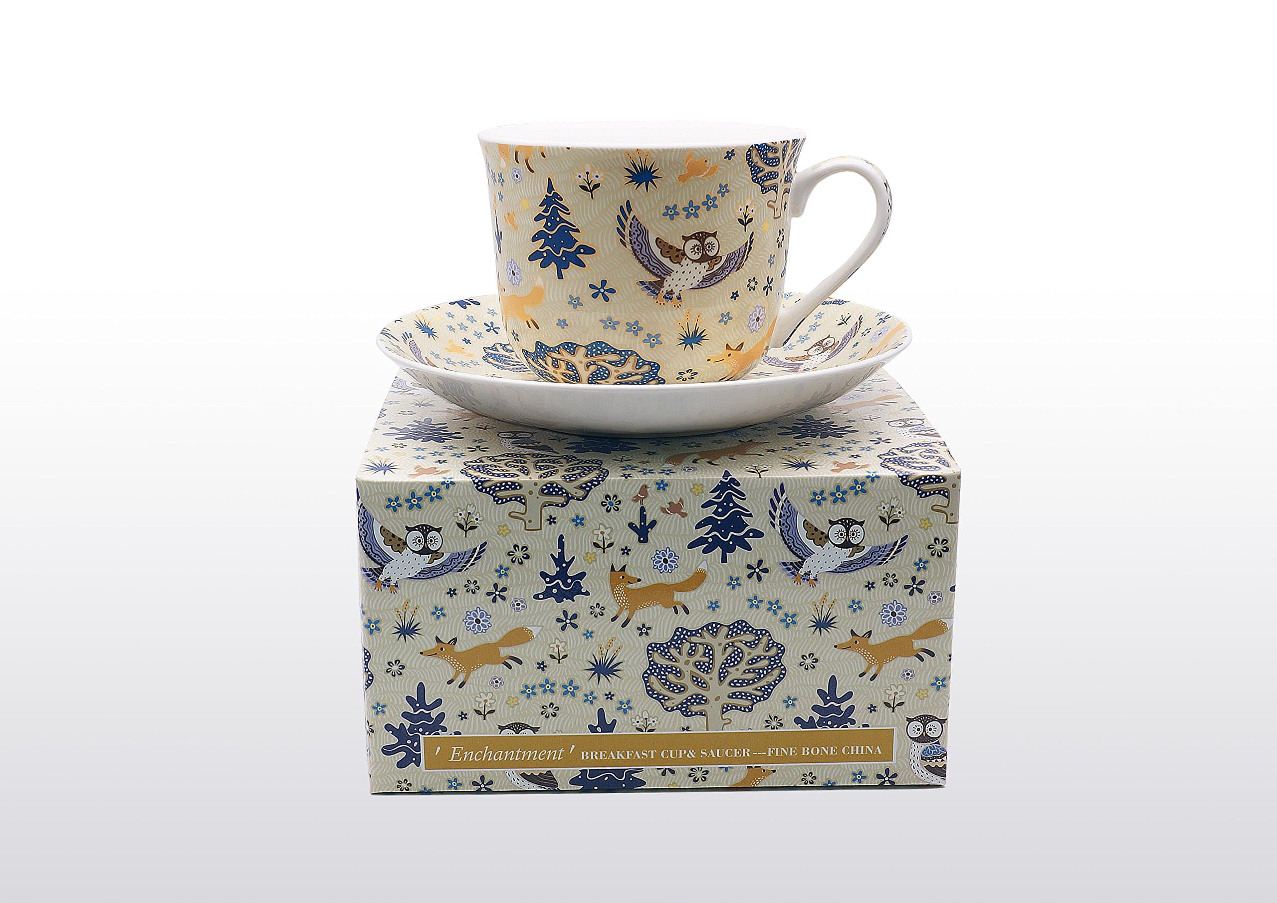 Bone China Breakfast Cup/Saucer Enchantment Gift Boxed Postage Free UK