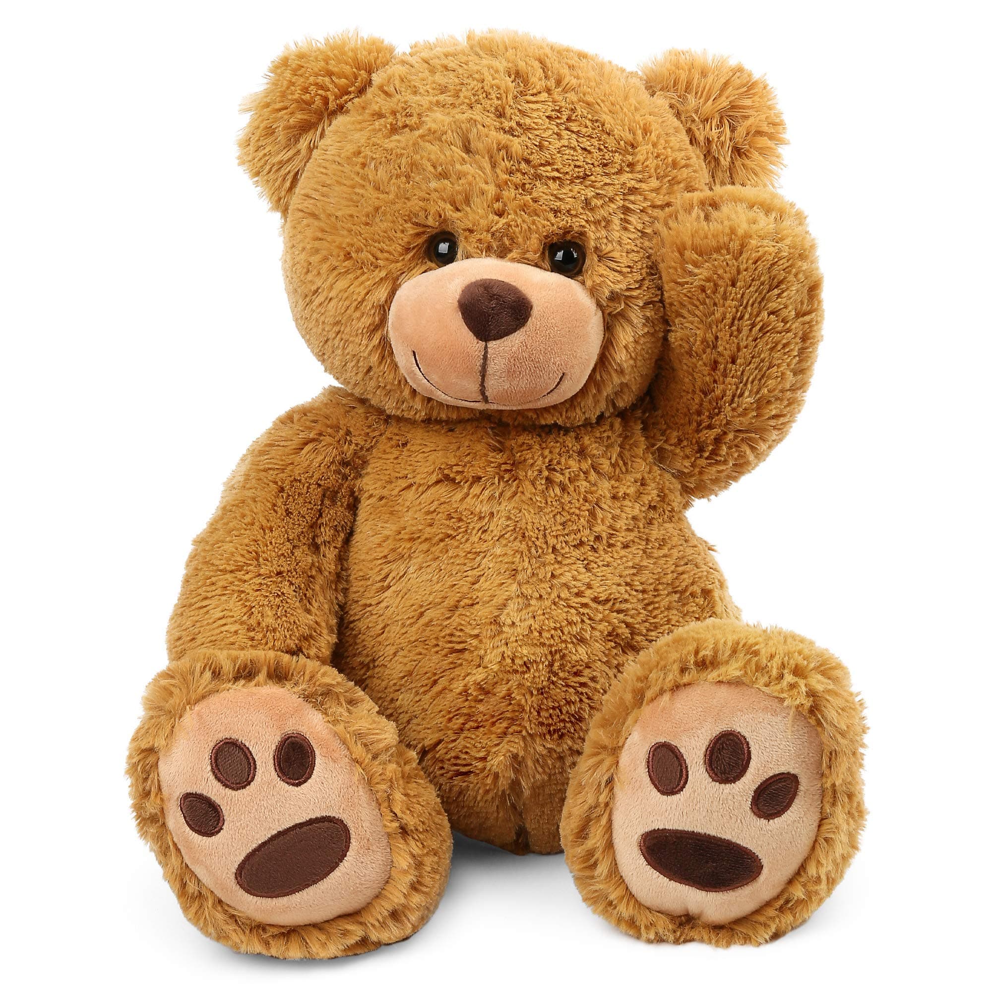 LotFancy Teddy Bear Stuffed Animals, 20 inch Brown Soft Cuddly Stuffed Bear Plush Toy, Cute Stuffed Animals with Footprints, Gifts for Kids Baby Toddlers on Baby Shower, Easter Decoration