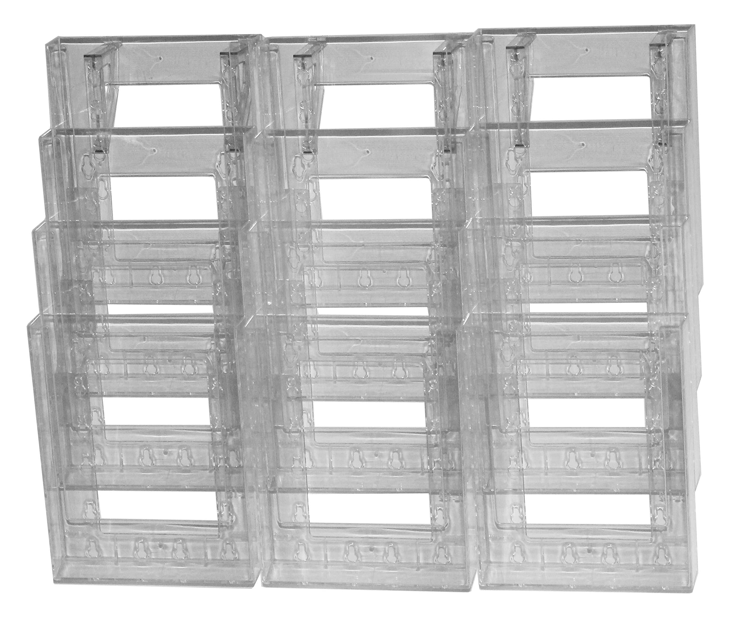 ClipLock A5 Wall Mounted Leaflet Display with 12 Pockets - Clear