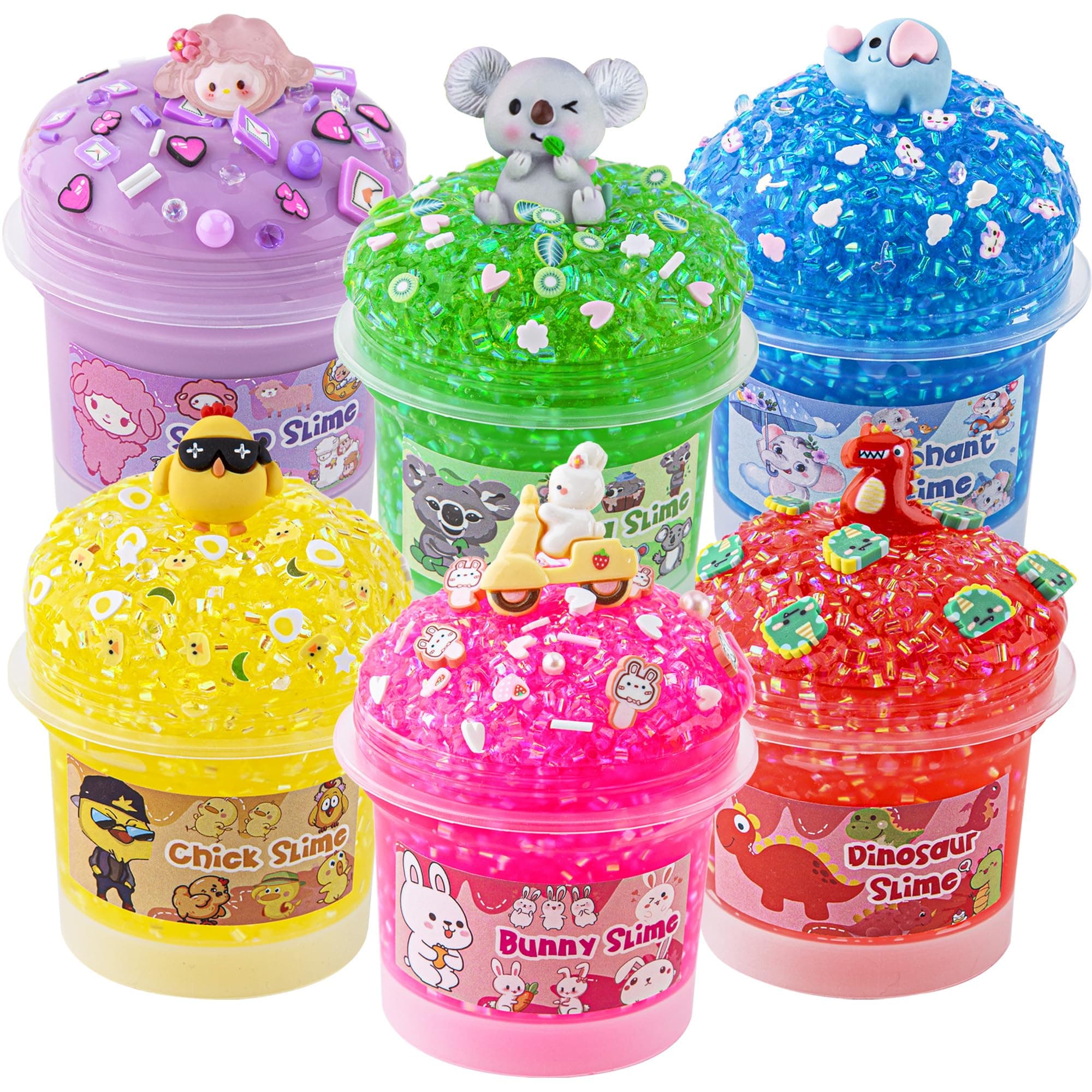 6 x 100ml Bingsu Slime Kit, 20 FL OZ Slimes for Girls & Boys, Crunchy Slime Pack Sensory Toys, Slimes Party Favors for Kids, Birthday Easter Halloween Boys & Girls Gift