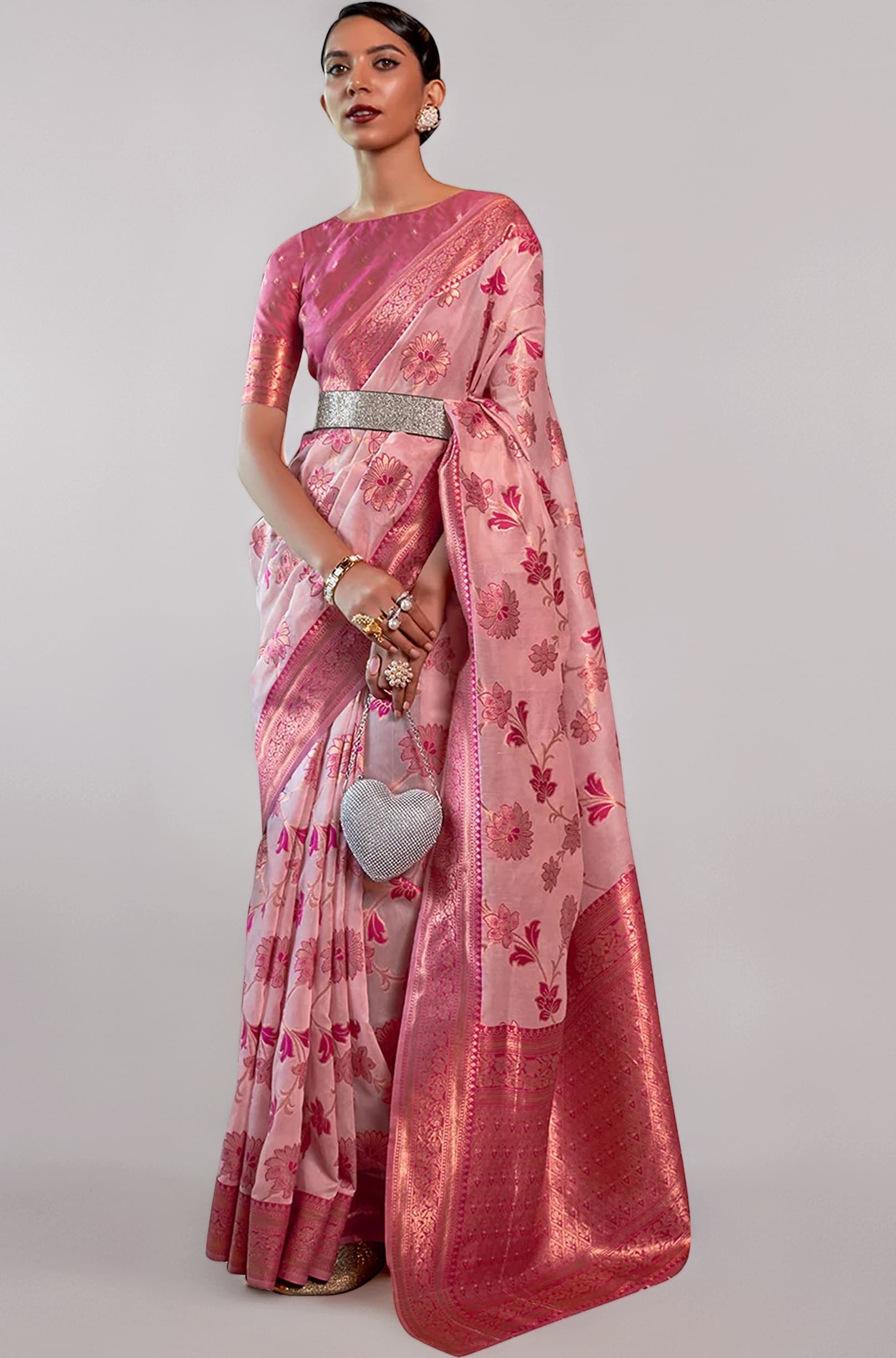 Womens Kanjivaram Banarasi Silk Saree Patola saree with Unstitched blouse piece