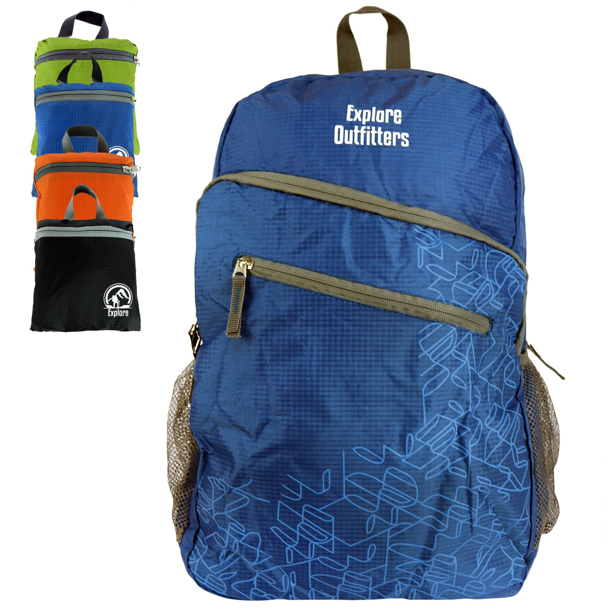 Genuine Nylon Packable Backpacks (35L). Best Portable Foldable Ultra Lightweight Daypack - Travel, Outdoors, Hiking By Explore Outfitters (Blue)