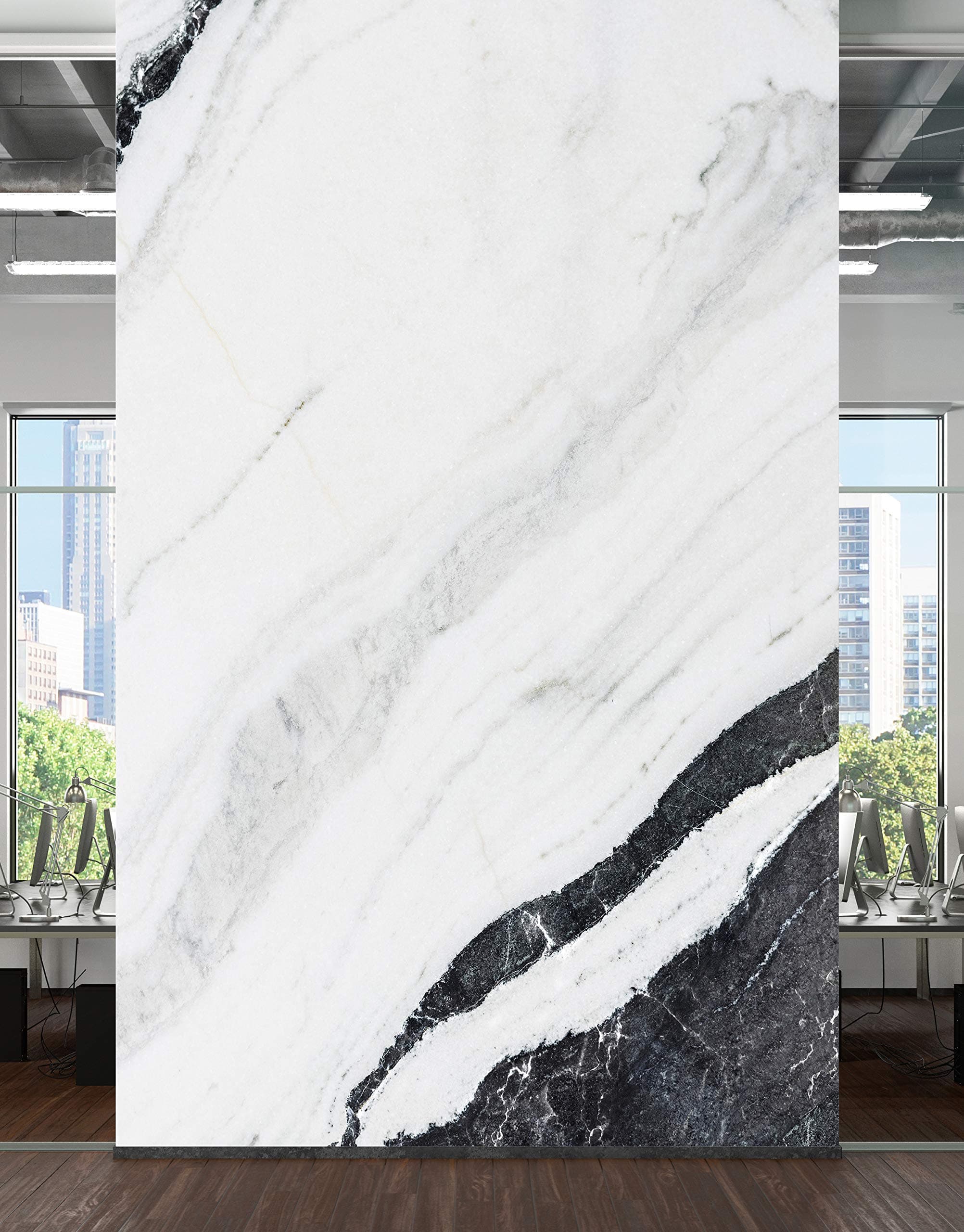 Black and White Marble Stone Granite Slate Wall Mural. Peel and Stick Wallpaper. #6273 (9ft Tall X 16ft Wide)