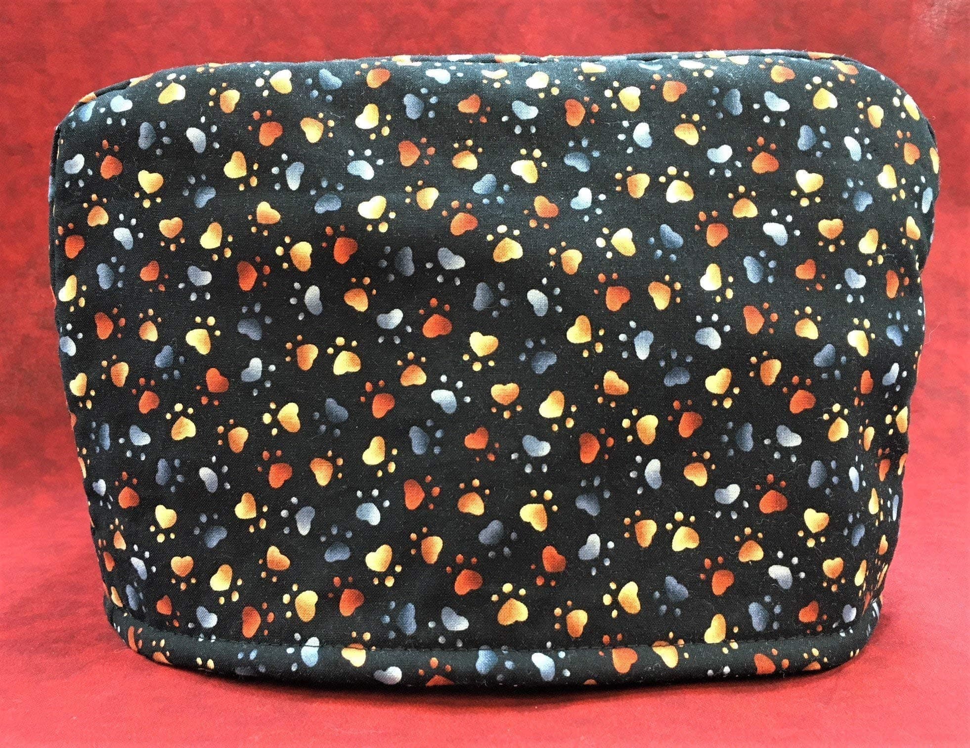 2 Slice Slot Dog Puppy Paw Prints on Black Reversible Kitchen Toaster Appliance Dust Cover Cozy 11.5(l) x 7.5(h) x 5.5(w)