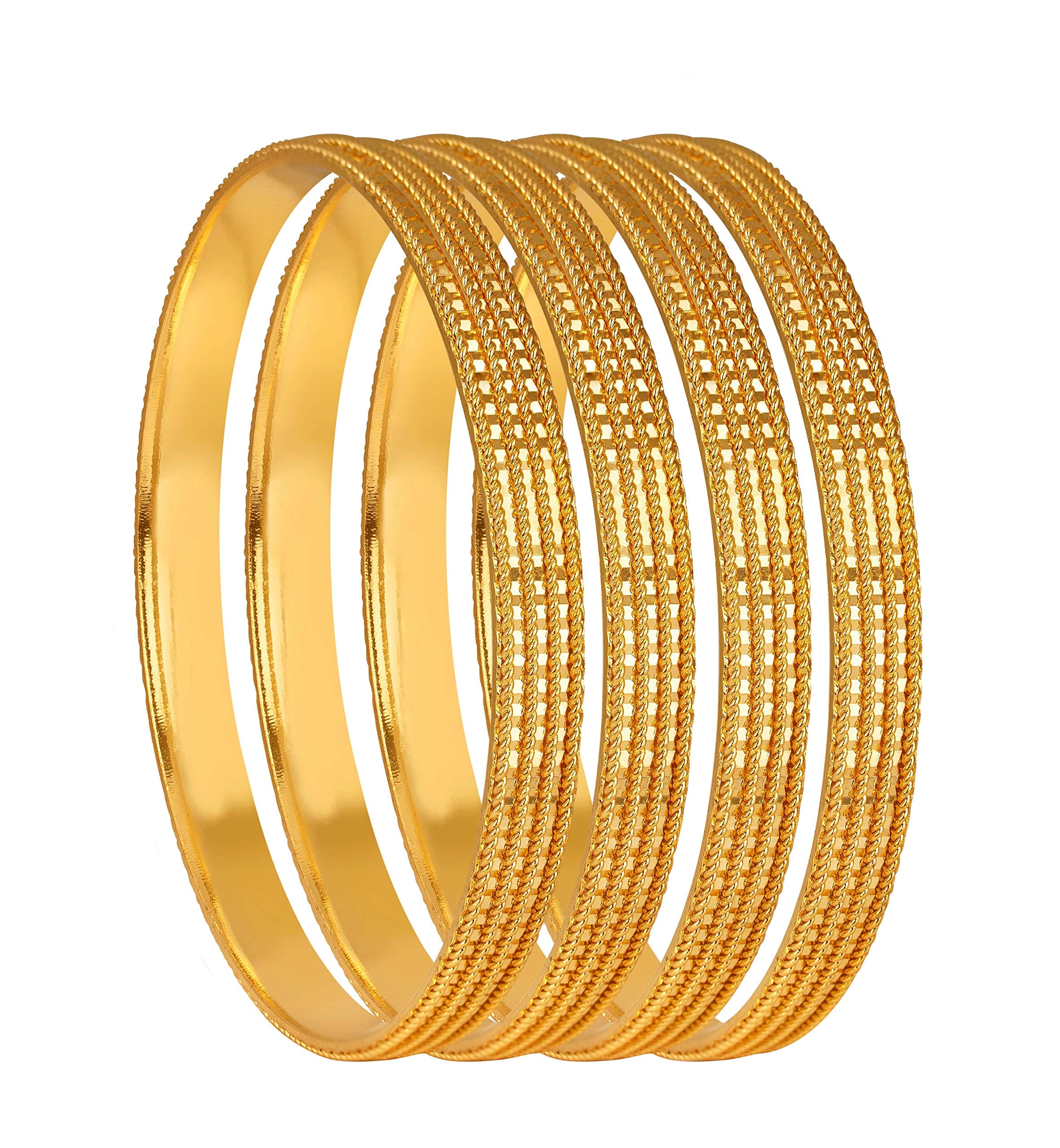 Jewellery for Less Golden One Gram Gold Plated Bangle Set For Women