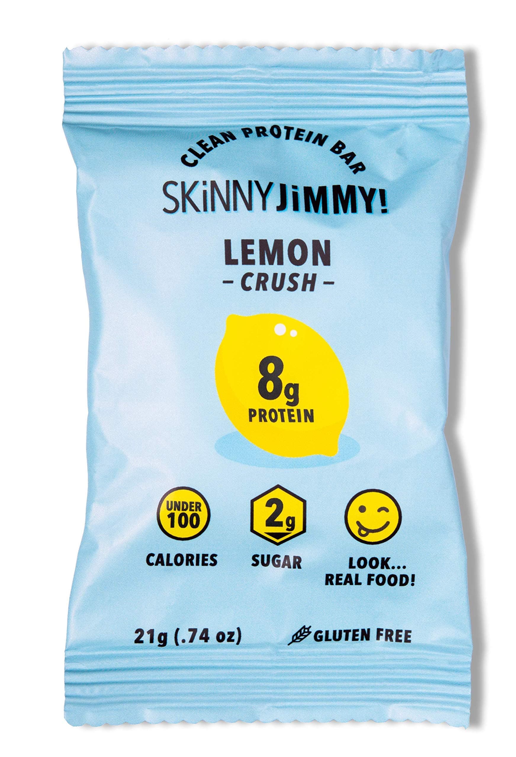 JIMMYBAR Skinny JiMMY! Lemon Crush Protein Bar, Under 100 Calories, Grain and Gluten Free (Lemon Crush, 24ct)