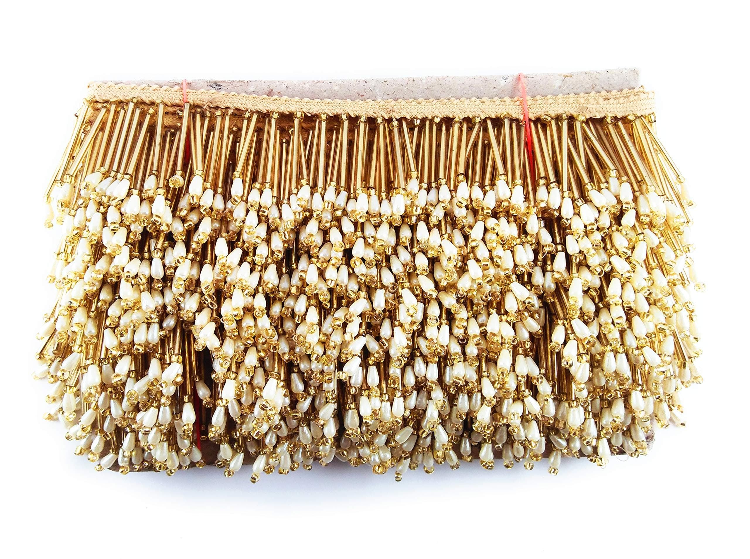 UCC Products Finetage Pipe Latkan Border Lace for Dresses, Sarees, Lehenga, Suits, Blouses, Dupatta, Chunri, and Craft (9 m , Anmol Gold Golden)