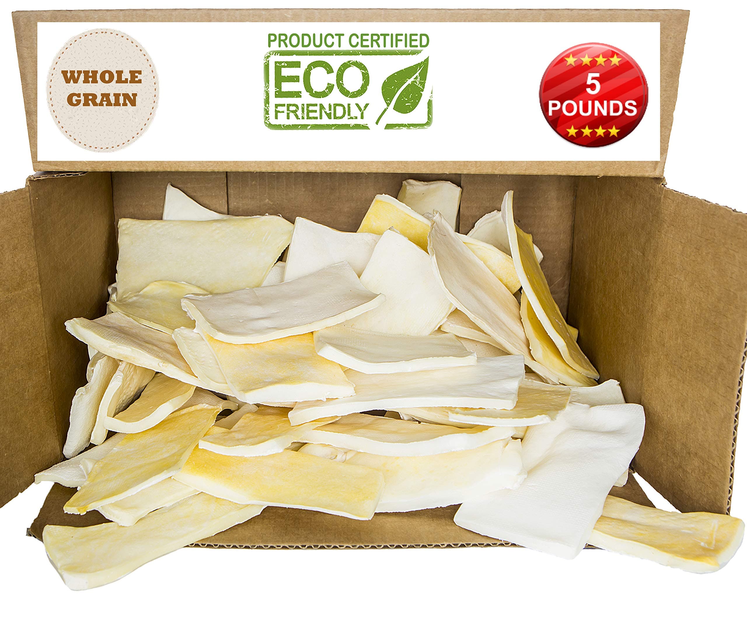 Brazilian Pet Premium Thick Cut Chips, Wholegrain Rawhide (Last Much Longer Than Traditional Chips). 100% Natural. Great Behavioral Dog Chew Treat Solution. No Preservatives. (5 Pounds)